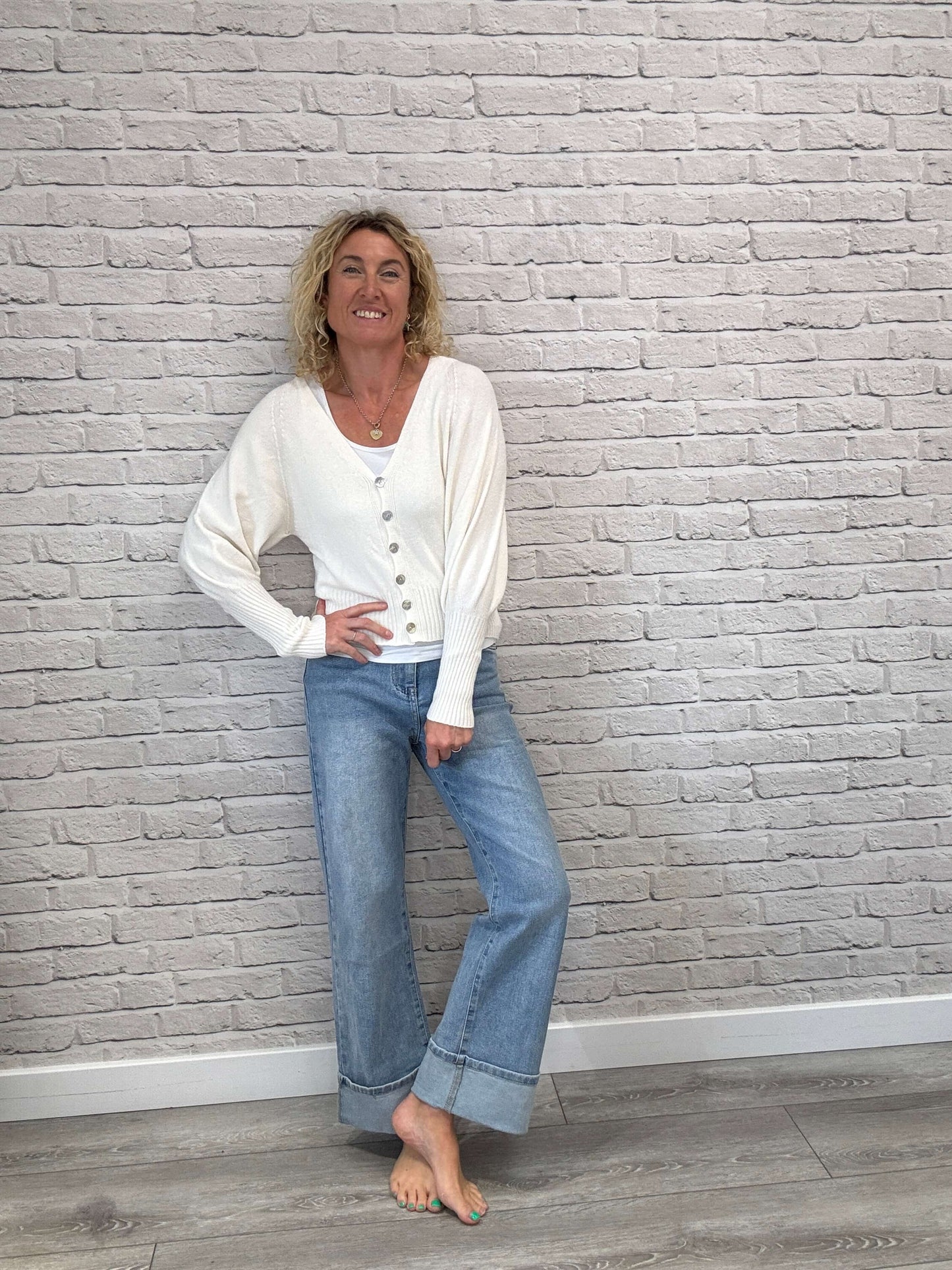 Rockafella High Waist Cuffed Jeans | Faded Denim