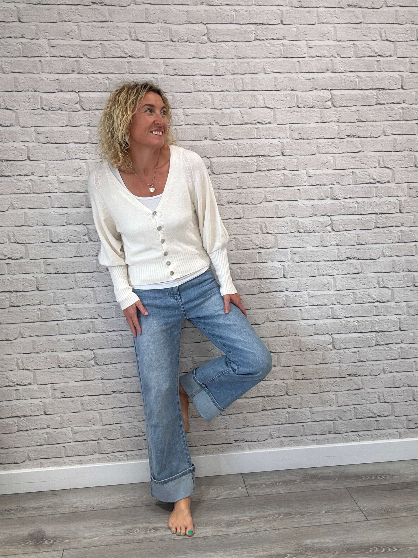 Rockafella High Waist Cuffed Jeans | Faded Denim