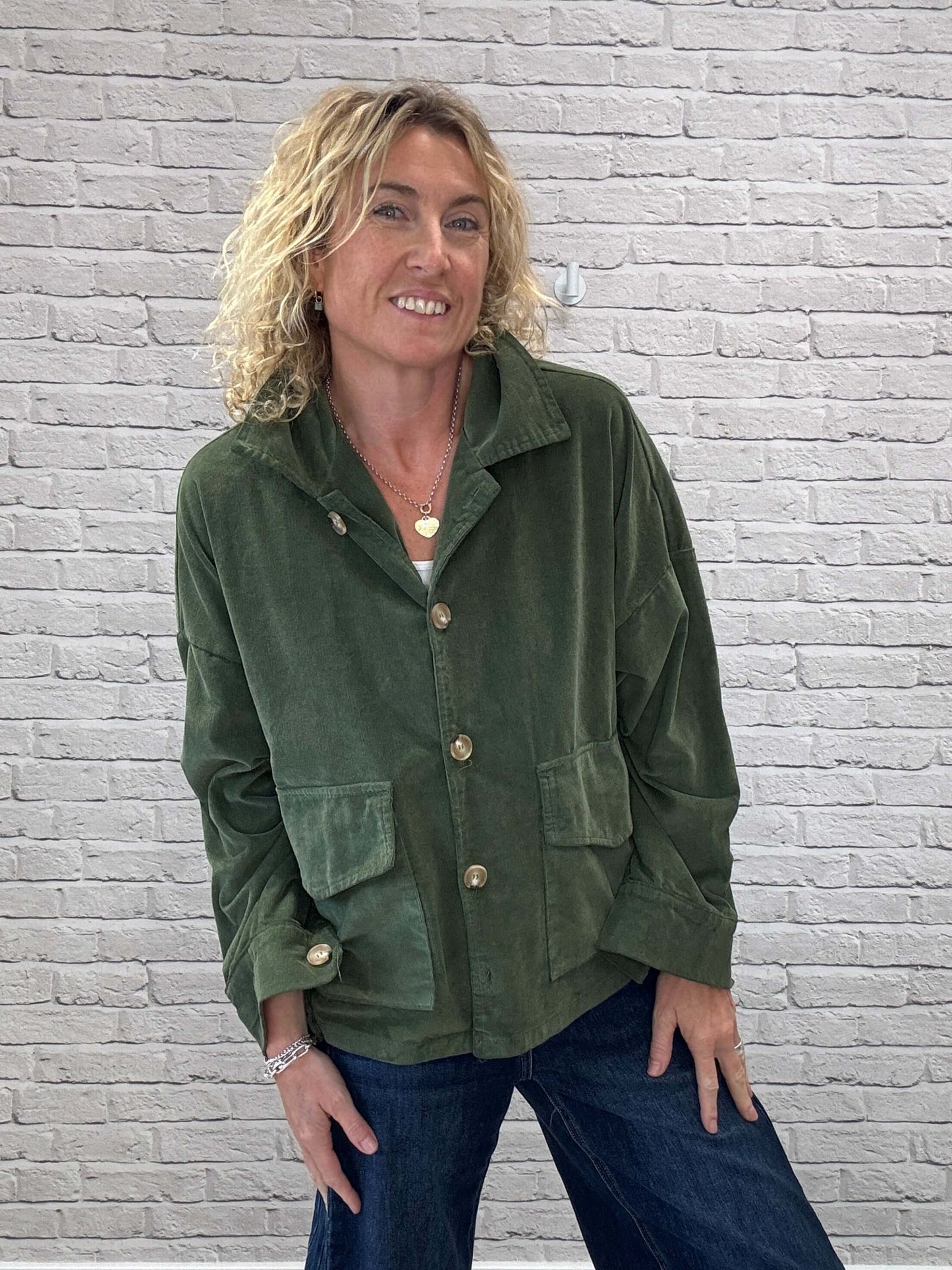 Bosco Oversized Cord Utility Jacket | Iguana Green