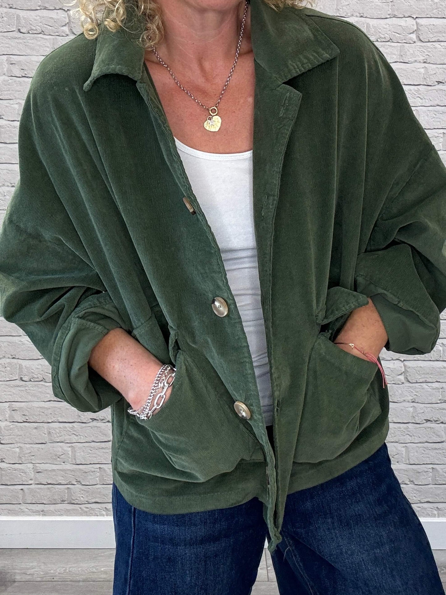 Bosco Oversized Cord Utility Jacket | Iguana Green