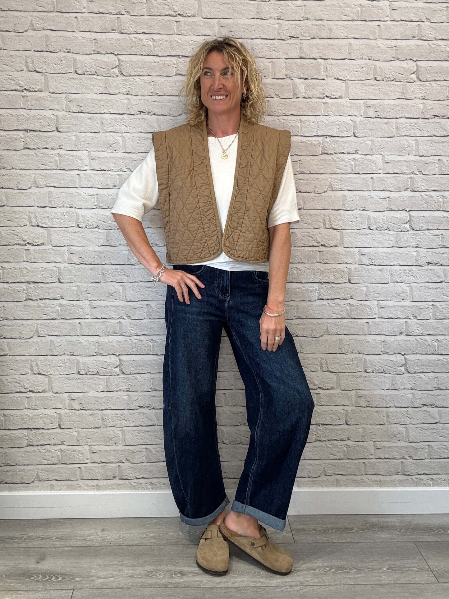 Caleb Short Quilted Waistcoat | Camel