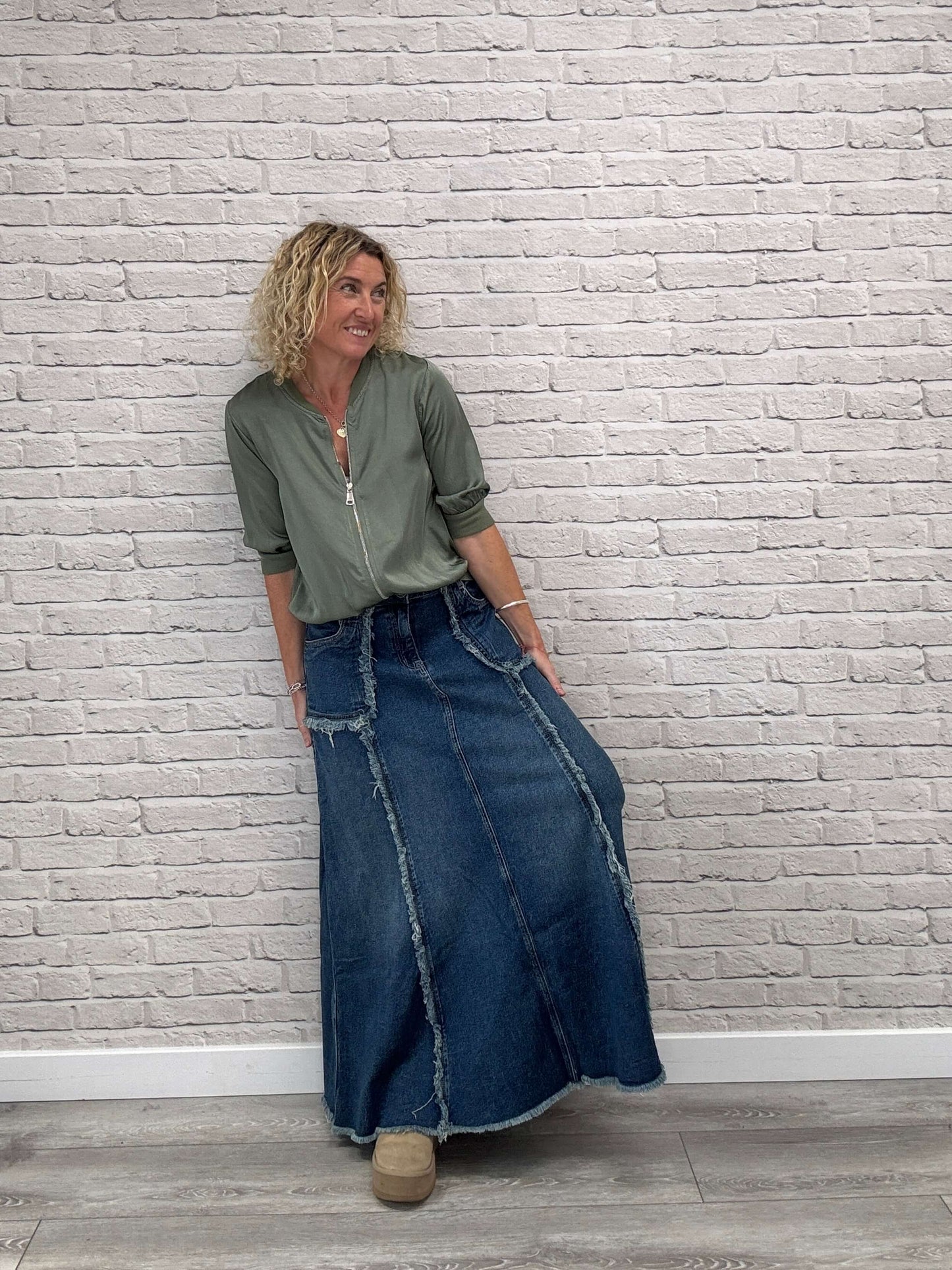 The Detroit Flared Denim Maxi Skirt