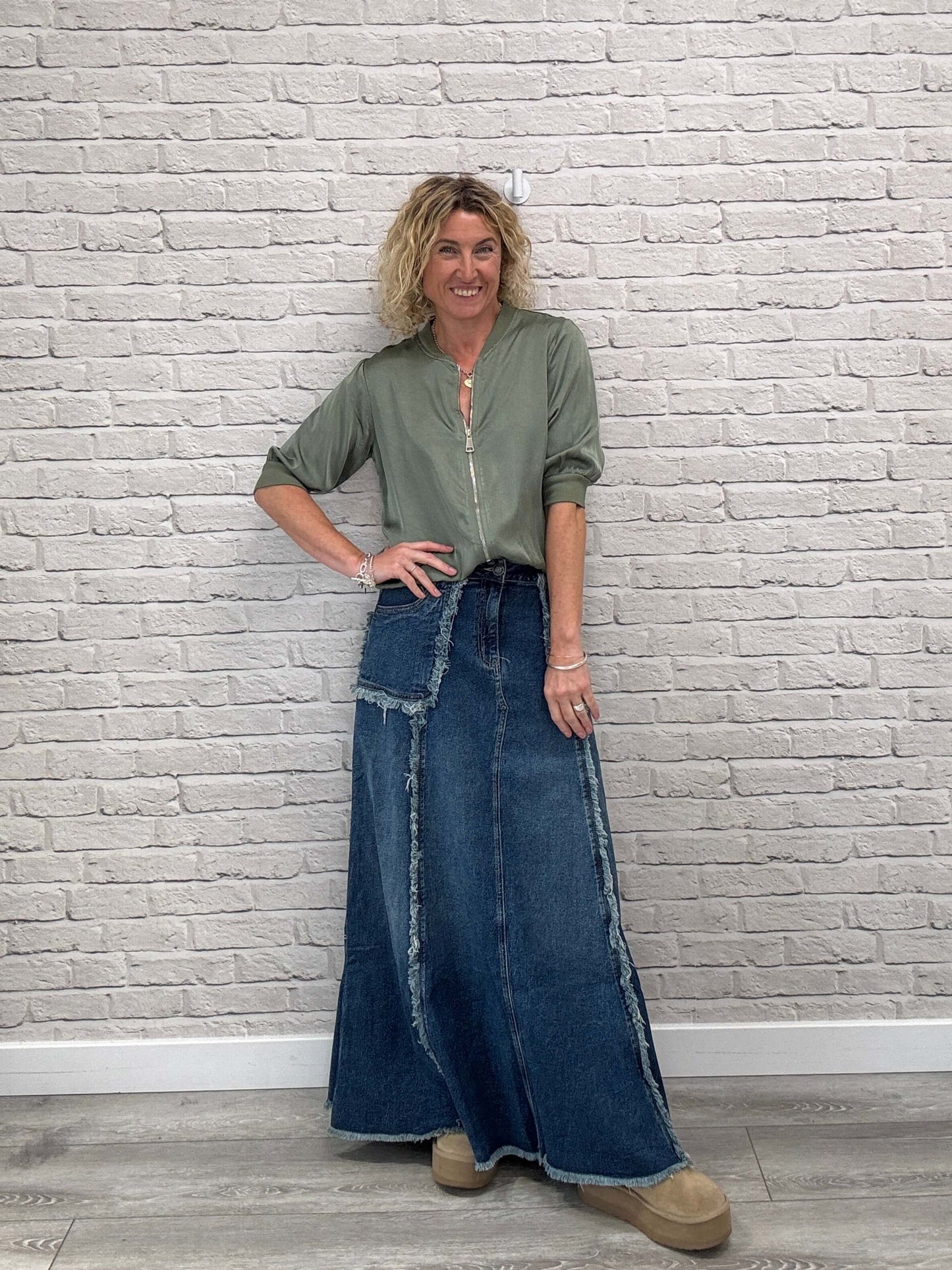 The Detroit Flared Denim Maxi Skirt