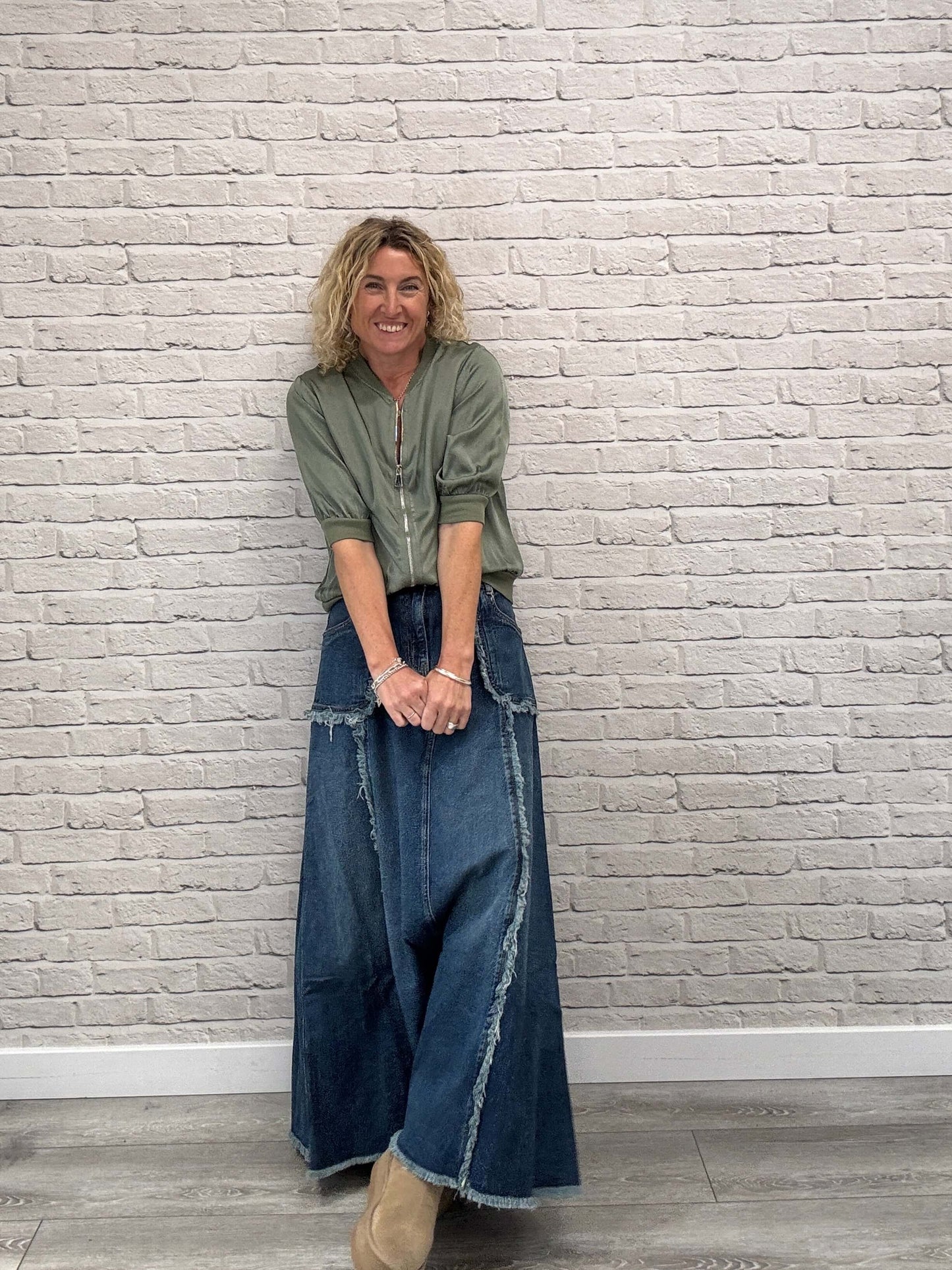 The Detroit Flared Denim Maxi Skirt