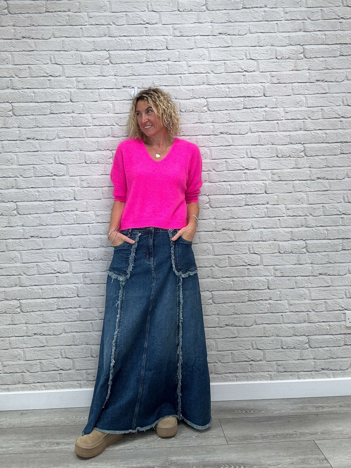 The Detroit Flared Denim Maxi Skirt