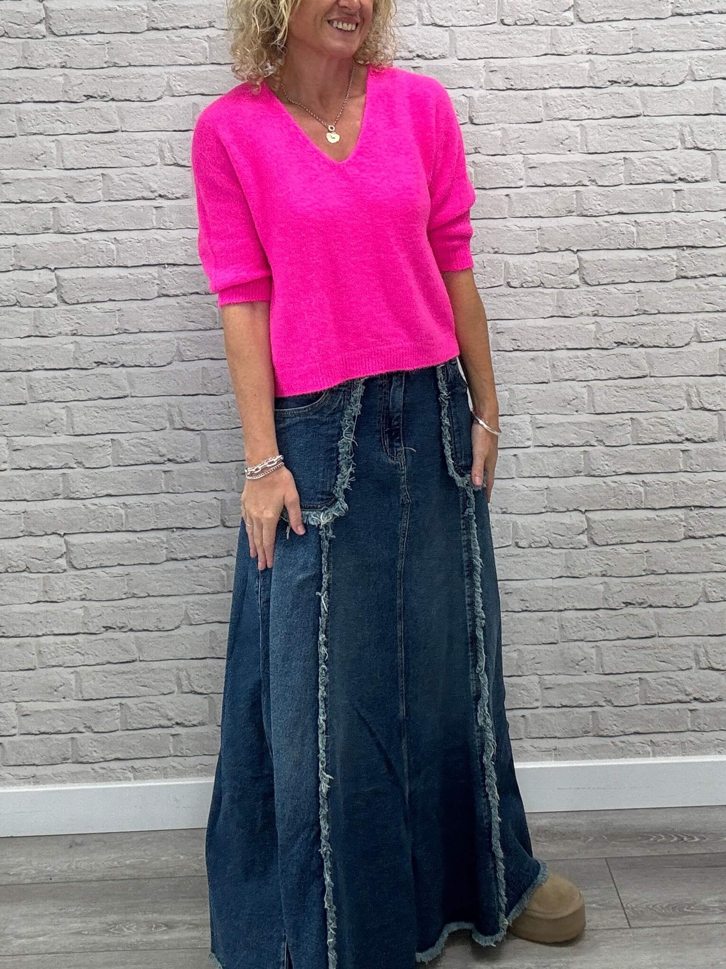 The Detroit Flared Denim Maxi Skirt