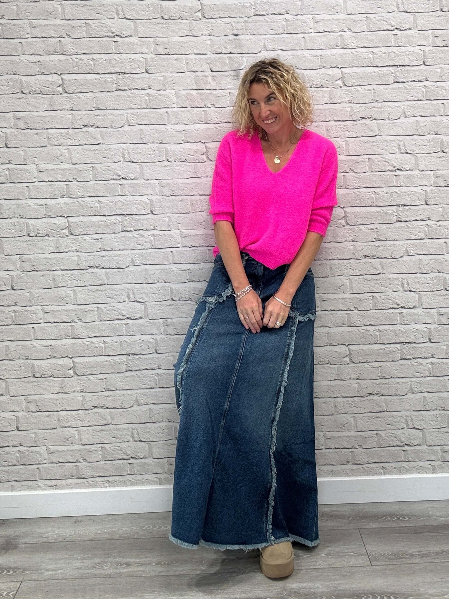 The Detroit Flared Denim Maxi Skirt