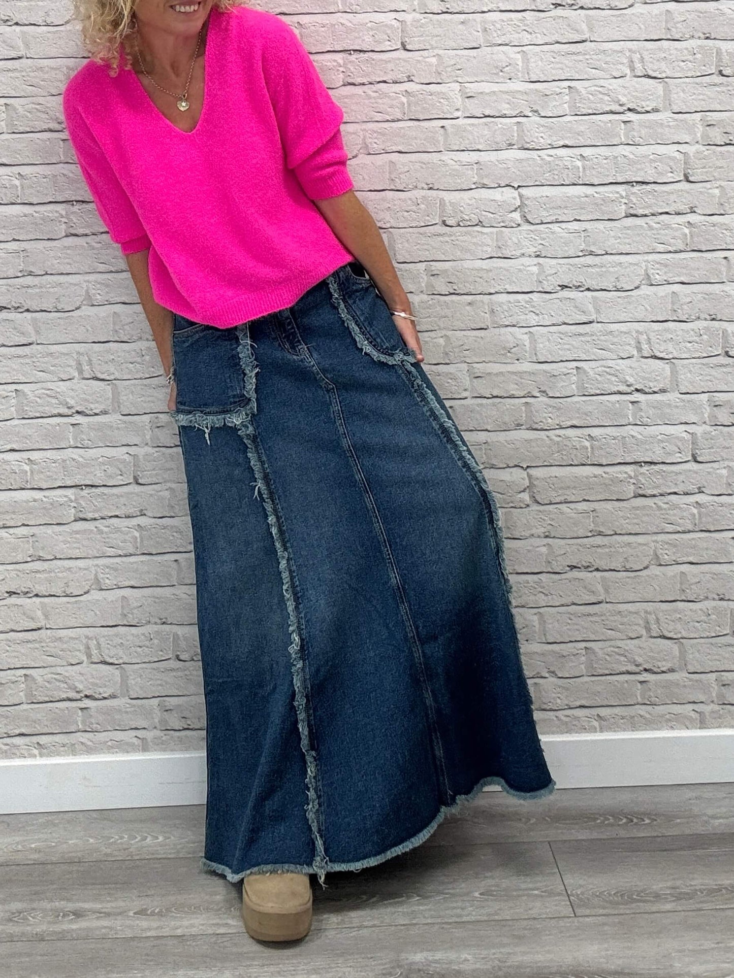 The Detroit Flared Denim Maxi Skirt
