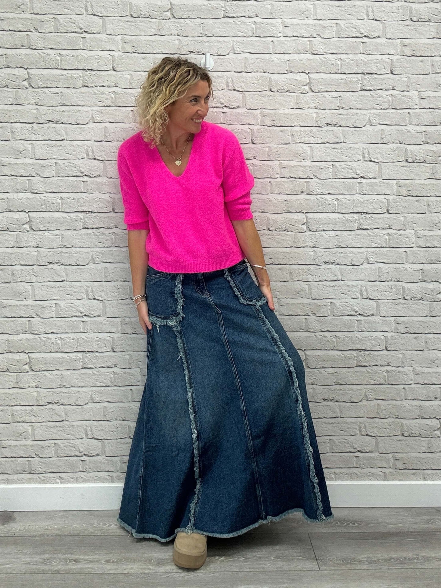The Detroit Flared Denim Maxi Skirt