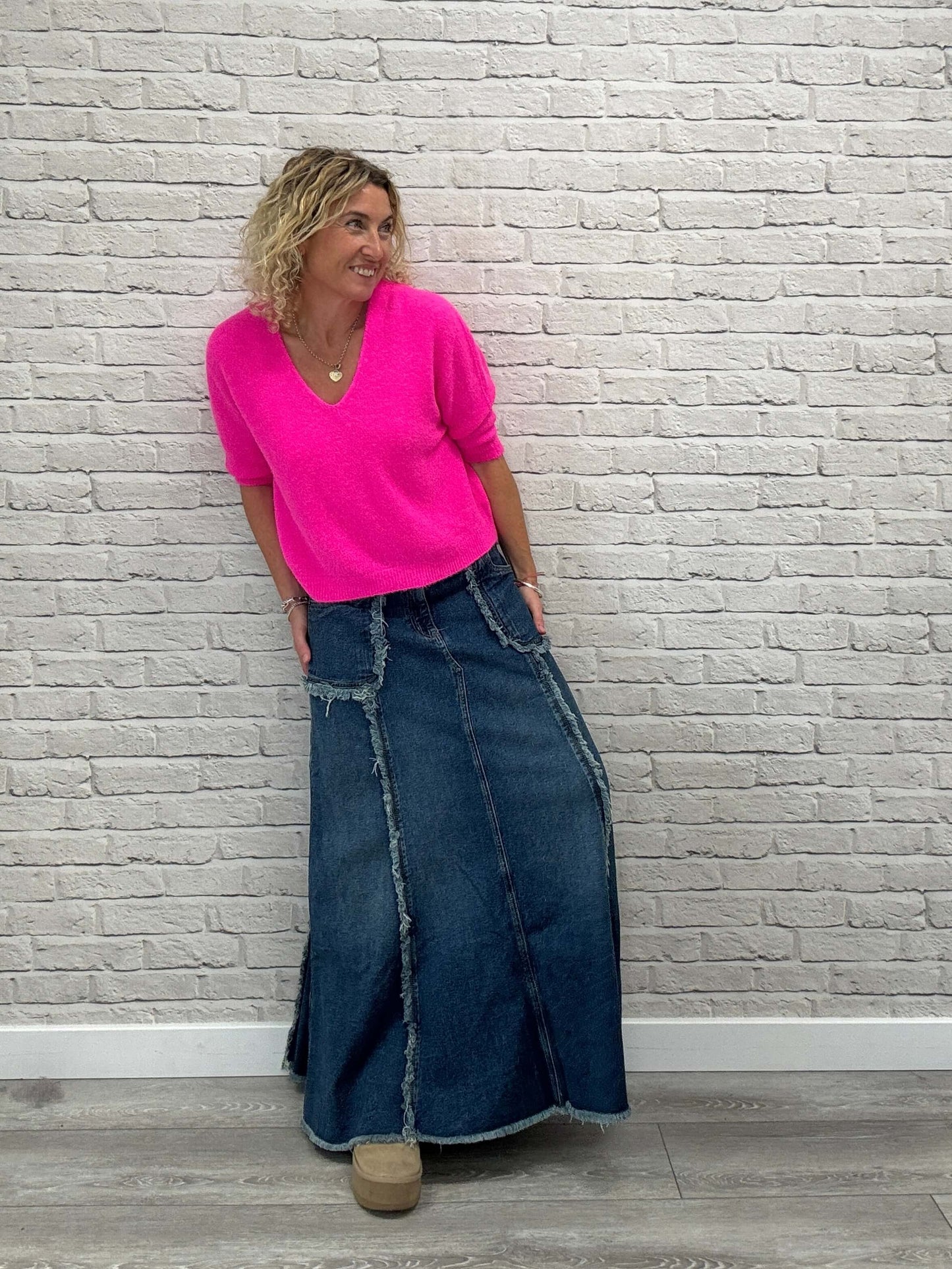 The Detroit Flared Denim Maxi Skirt