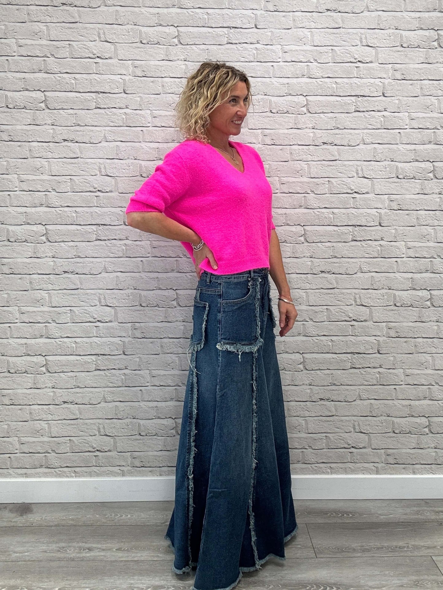 The Detroit Flared Denim Maxi Skirt