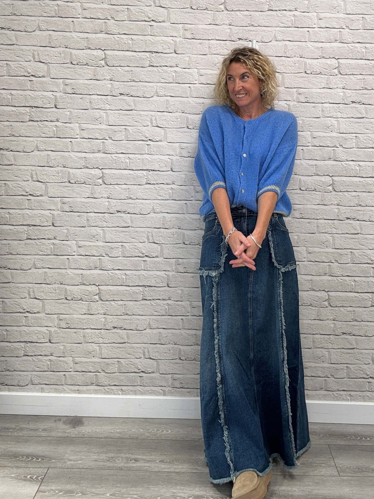 The Detroit Flared Denim Maxi Skirt