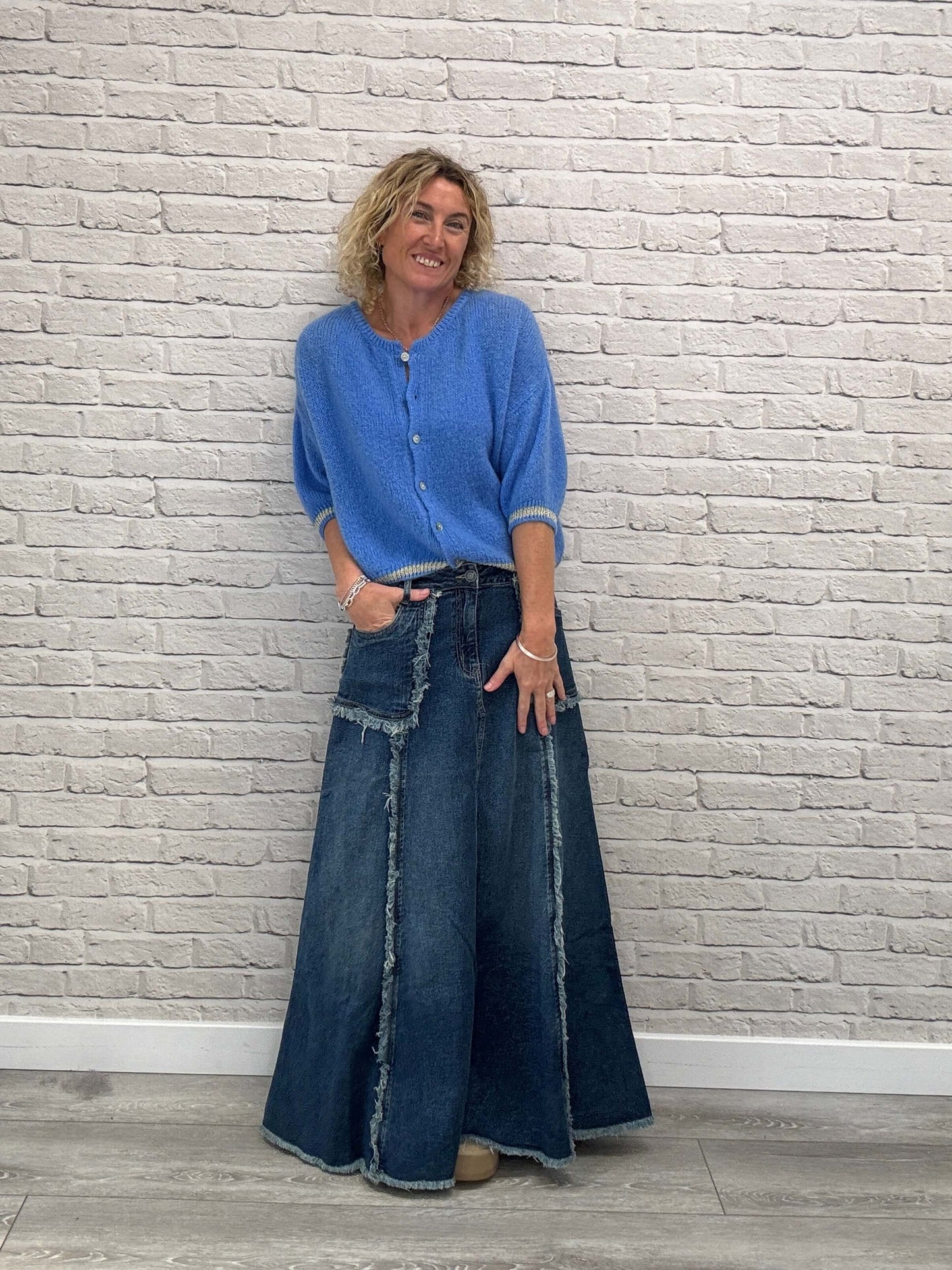 The Detroit Flared Denim Maxi Skirt
