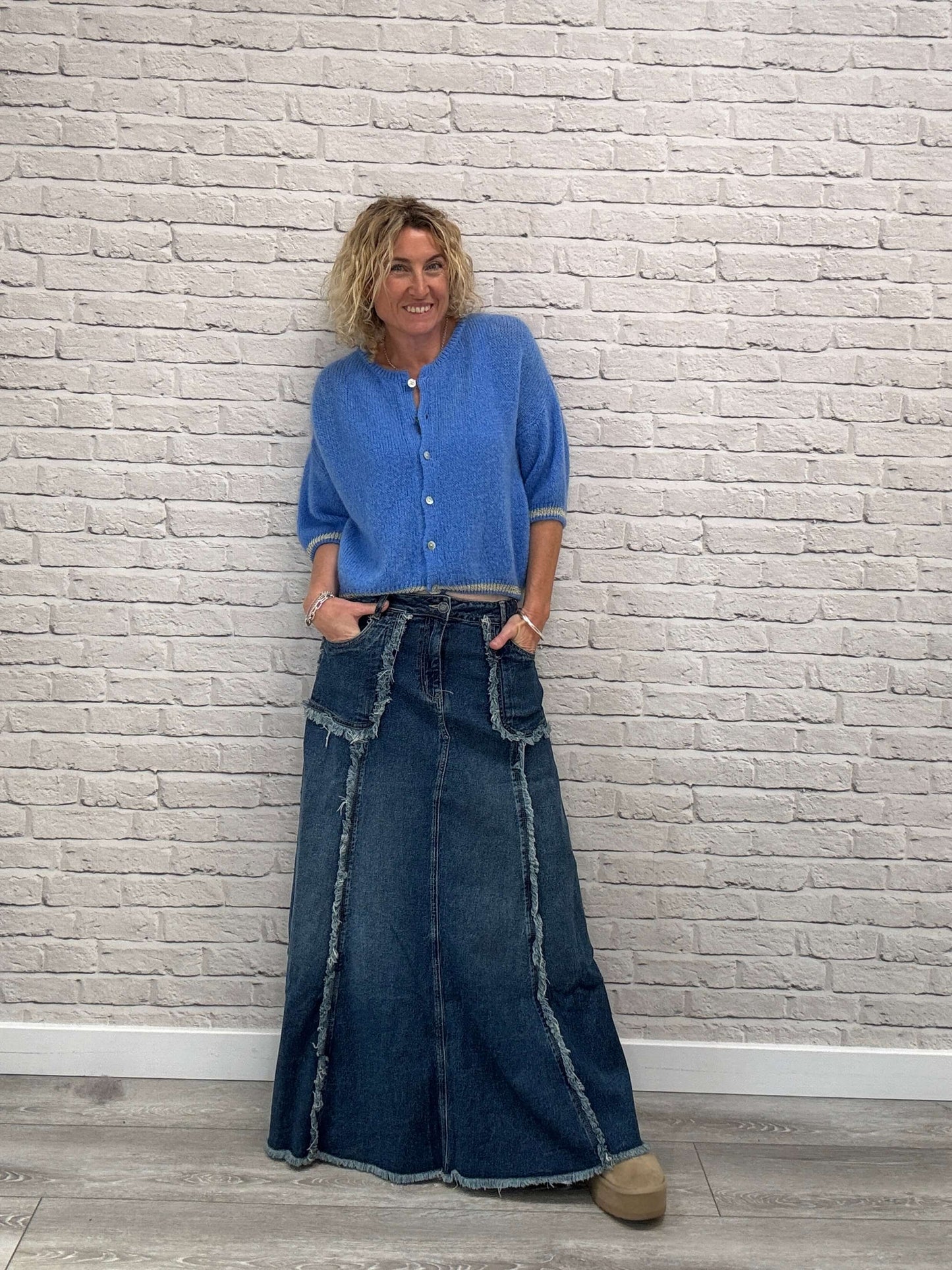 The Detroit Flared Denim Maxi Skirt