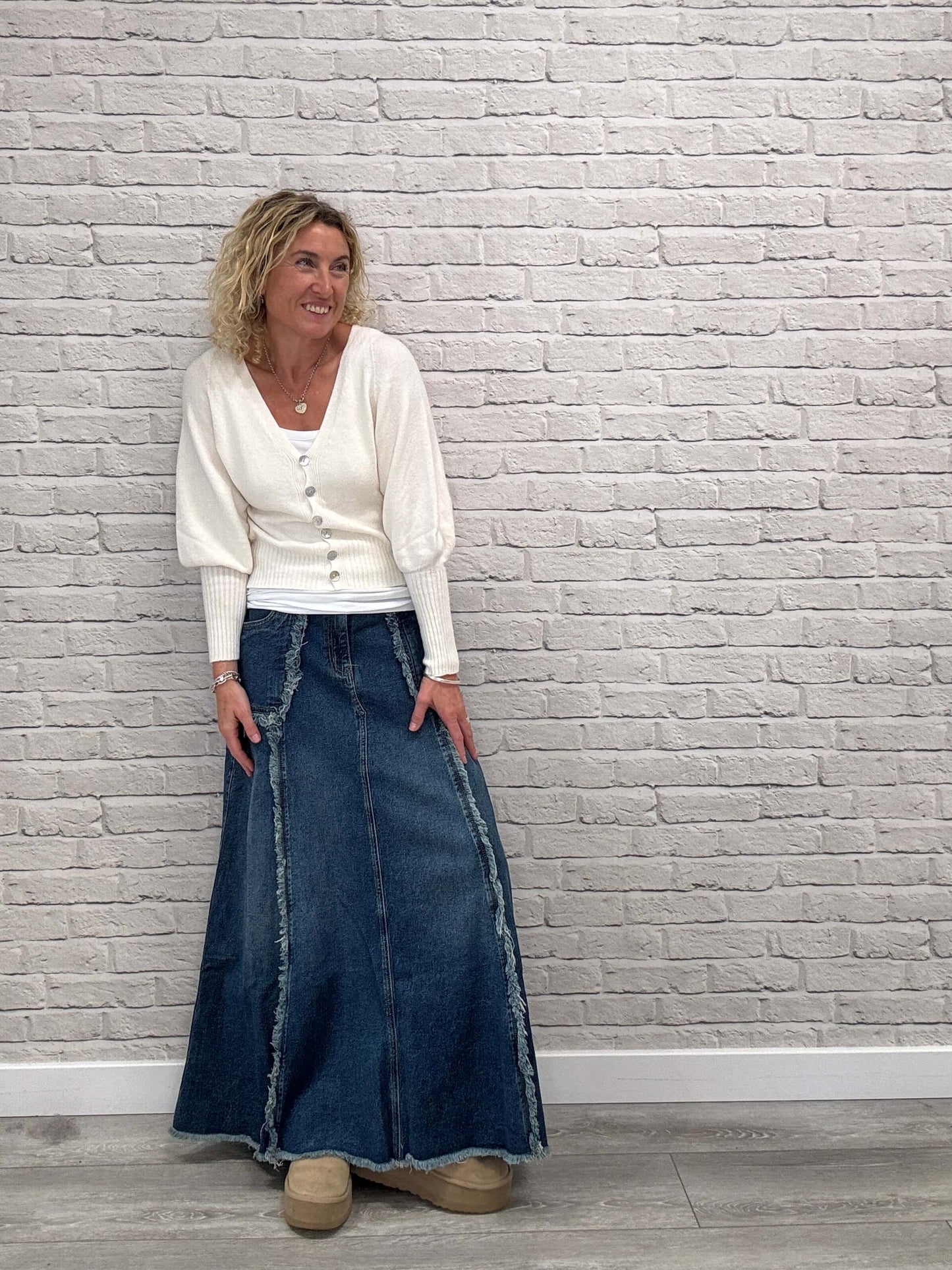 The Detroit Flared Denim Maxi Skirt