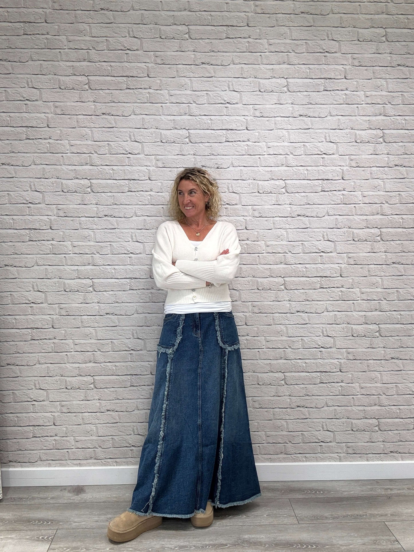 The Detroit Flared Denim Maxi Skirt