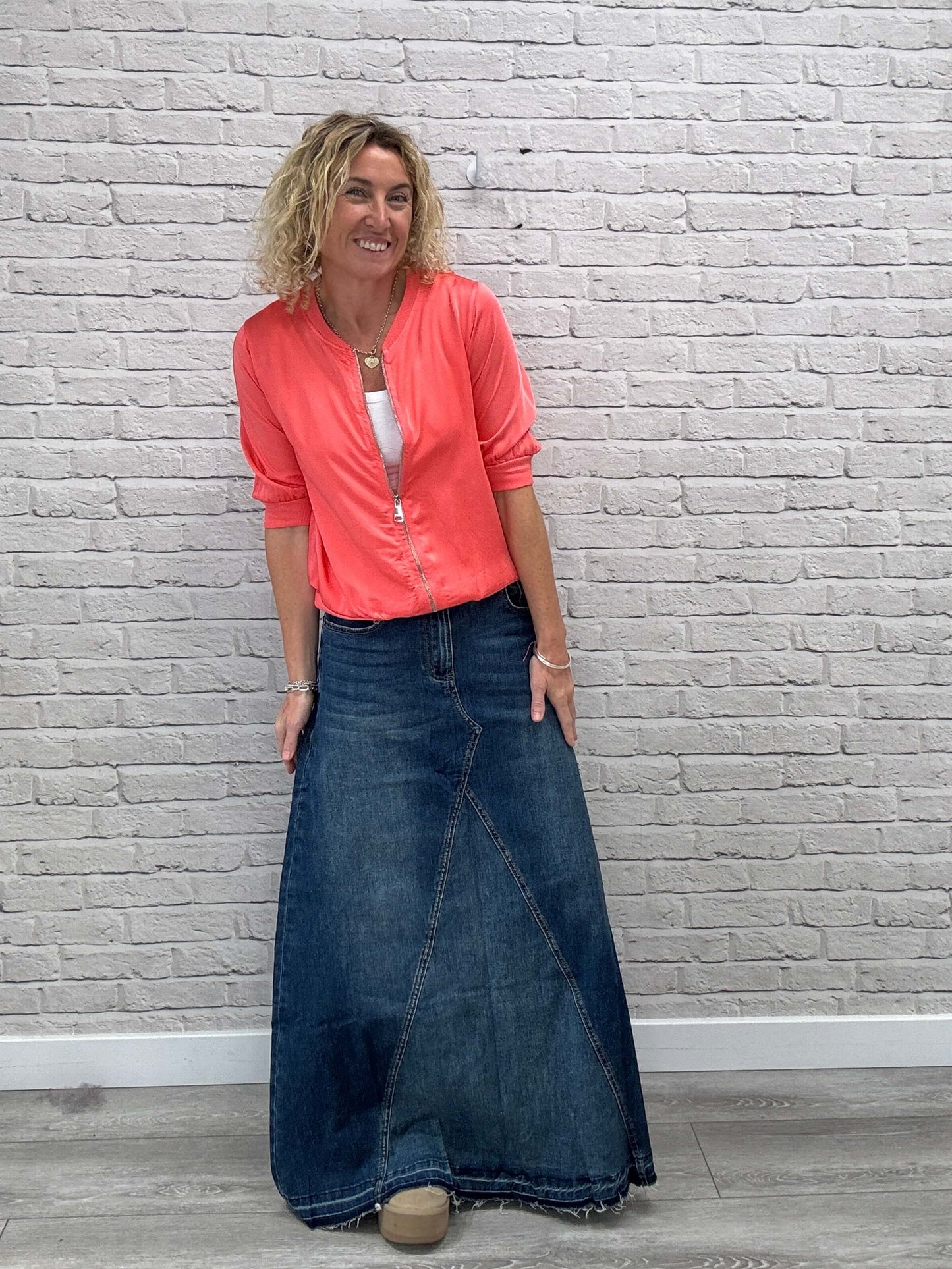 The Brixton Flared Denim Maxi Skirt