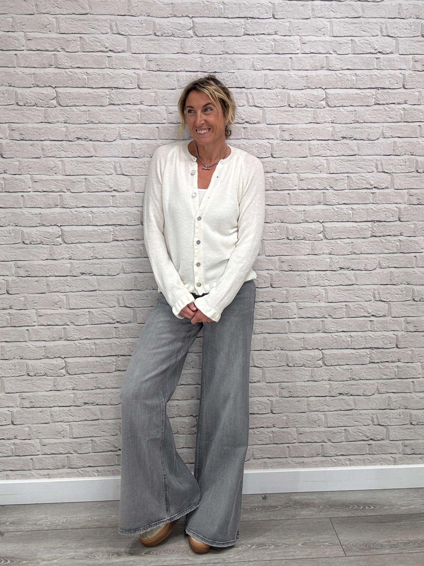 Alpaca Blend Ruffle Trim Jumper | Winter White