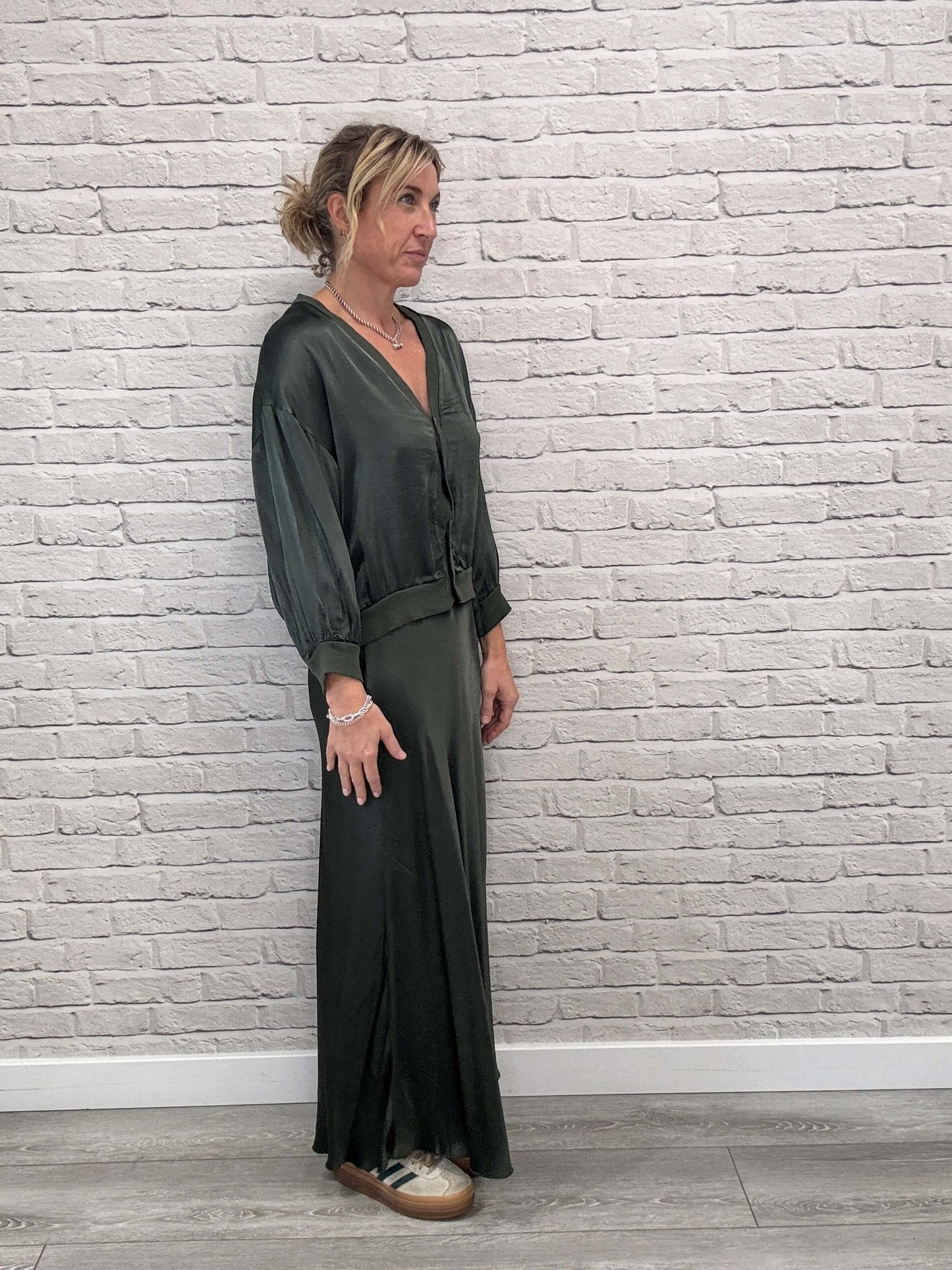 Orla Satin Top | Khaki