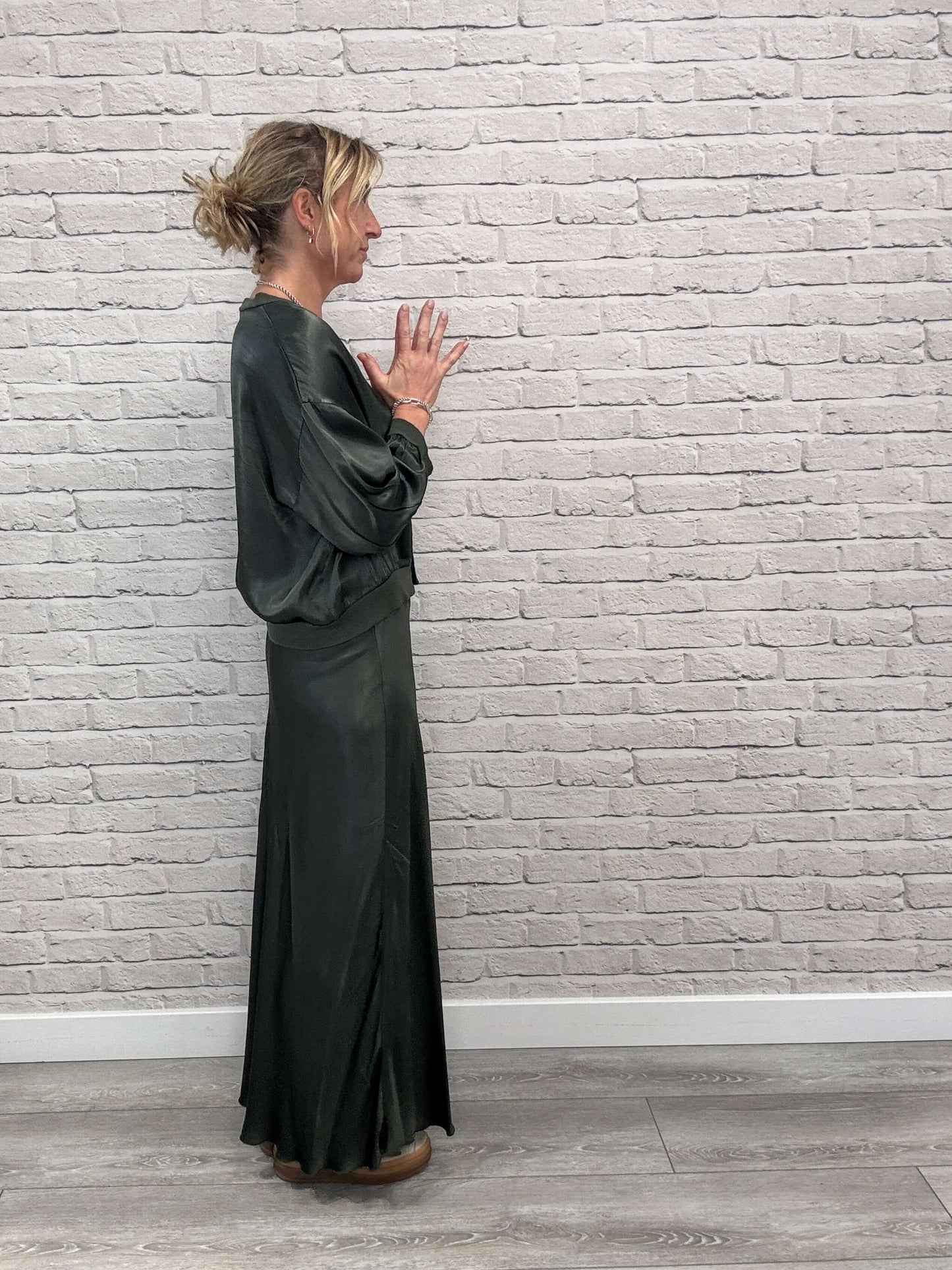 Orla Satin Top | Khaki