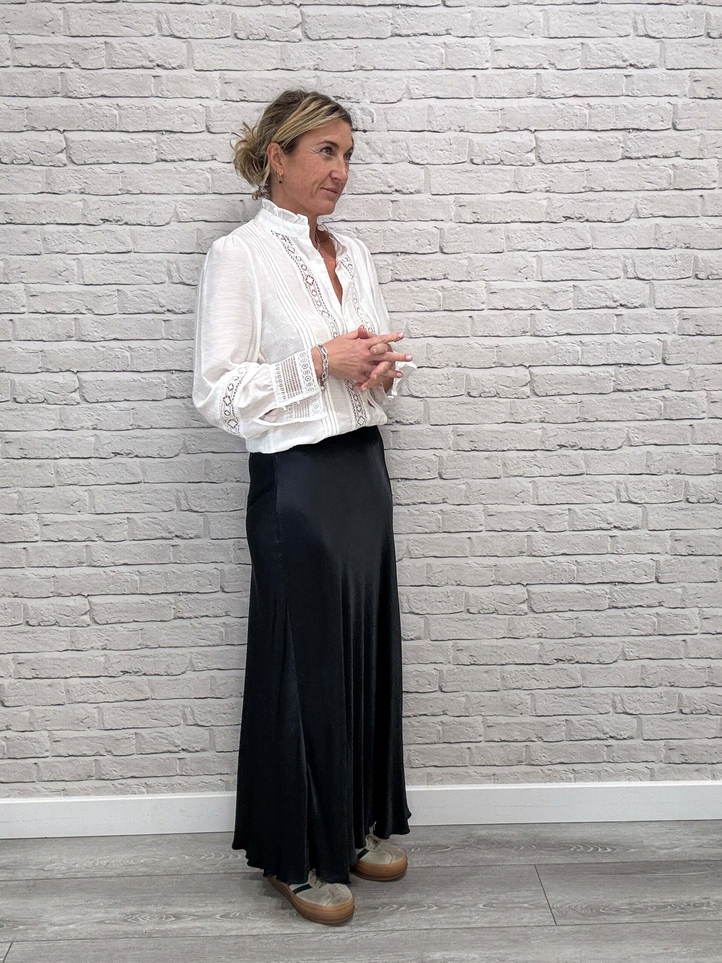 Orla Satin Slip Skirt | Charcoal