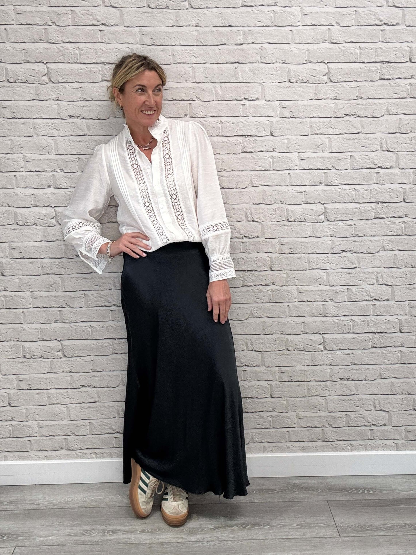 Orla Satin Slip Skirt | Charcoal