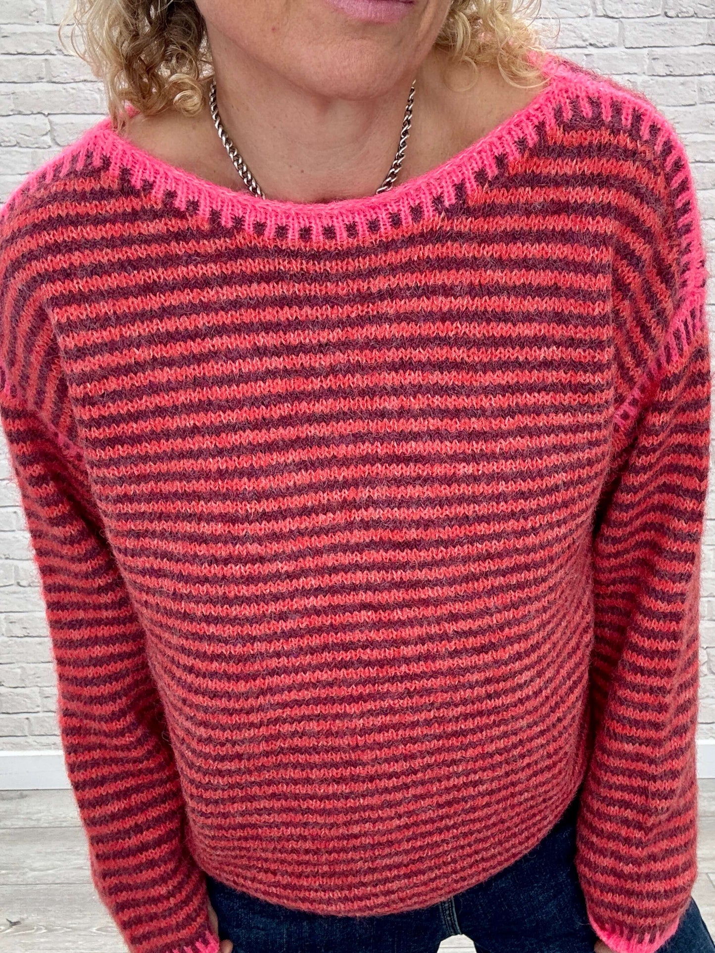 Stockholm Stitch Jumper | Red & Burgundy