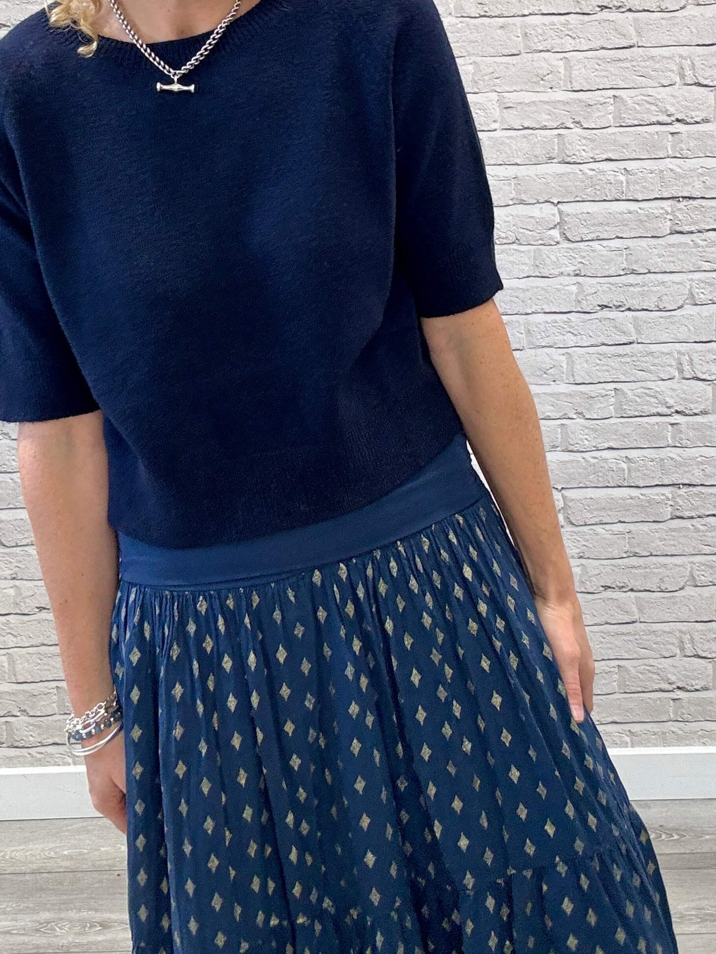 Navy & Gold Maxi Skirt (NEW)