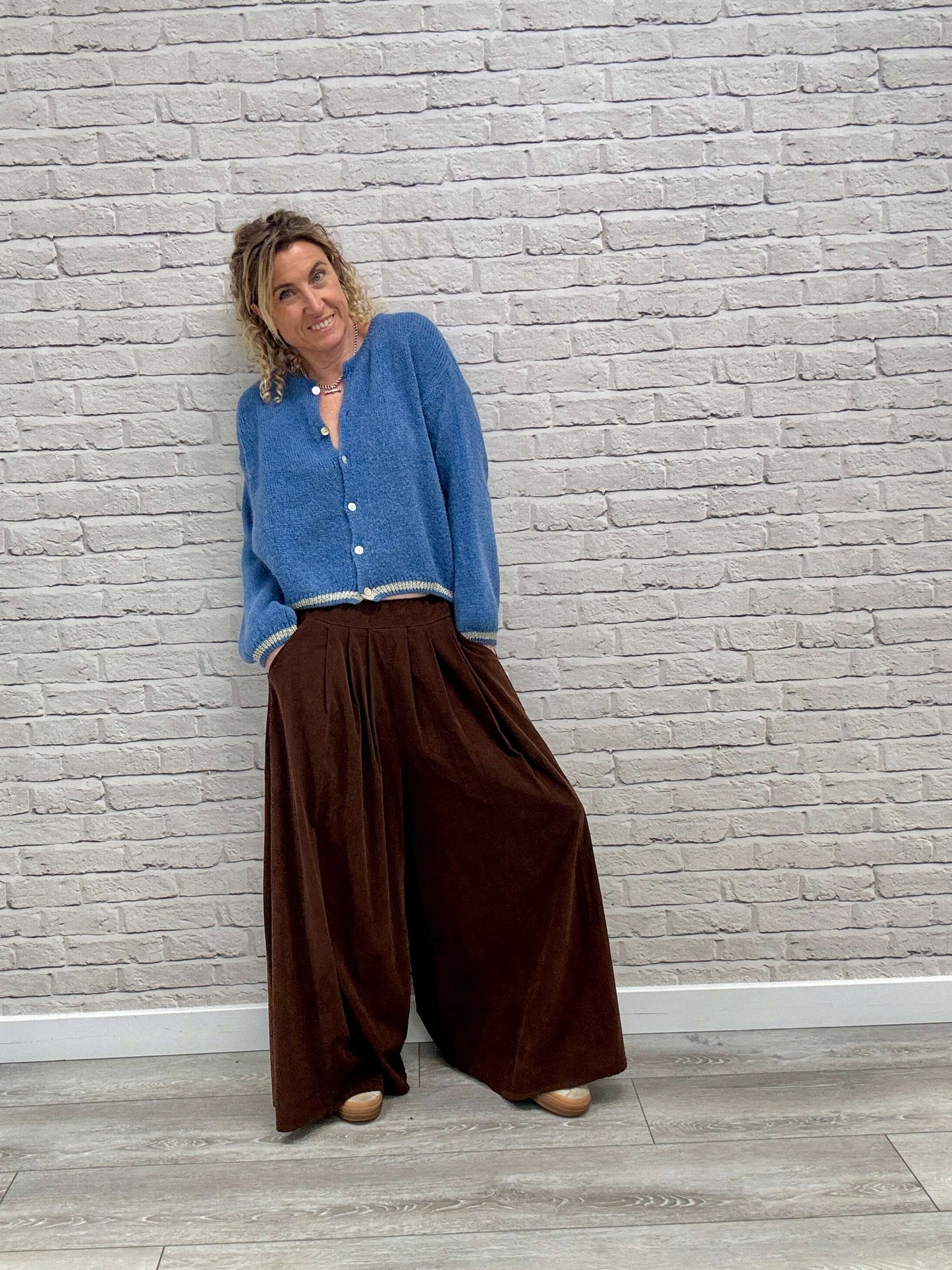 Soho Cord Palazzo Trousers | Copper