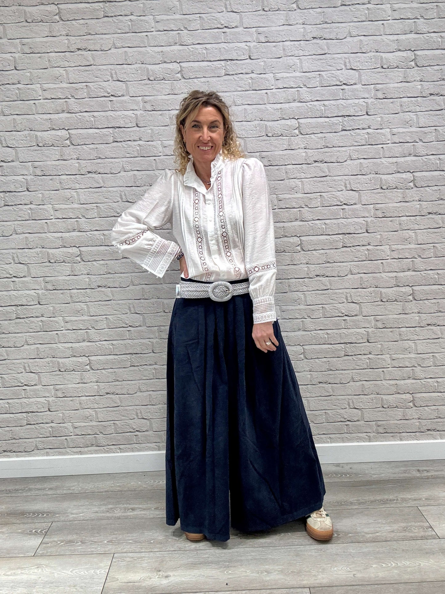Soho Cord Palazzo Trousers | Navy