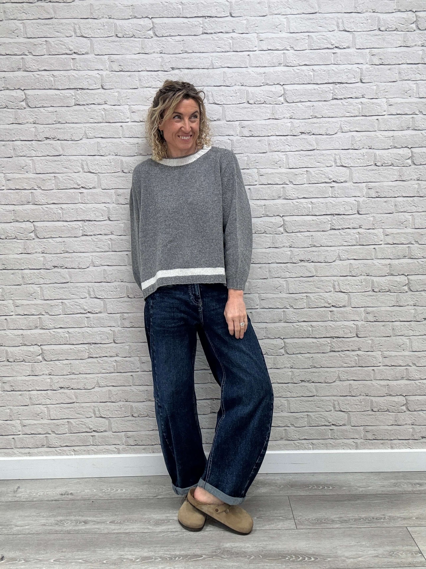 Cashmere Blend Sparkle Knit | Grey & Silver