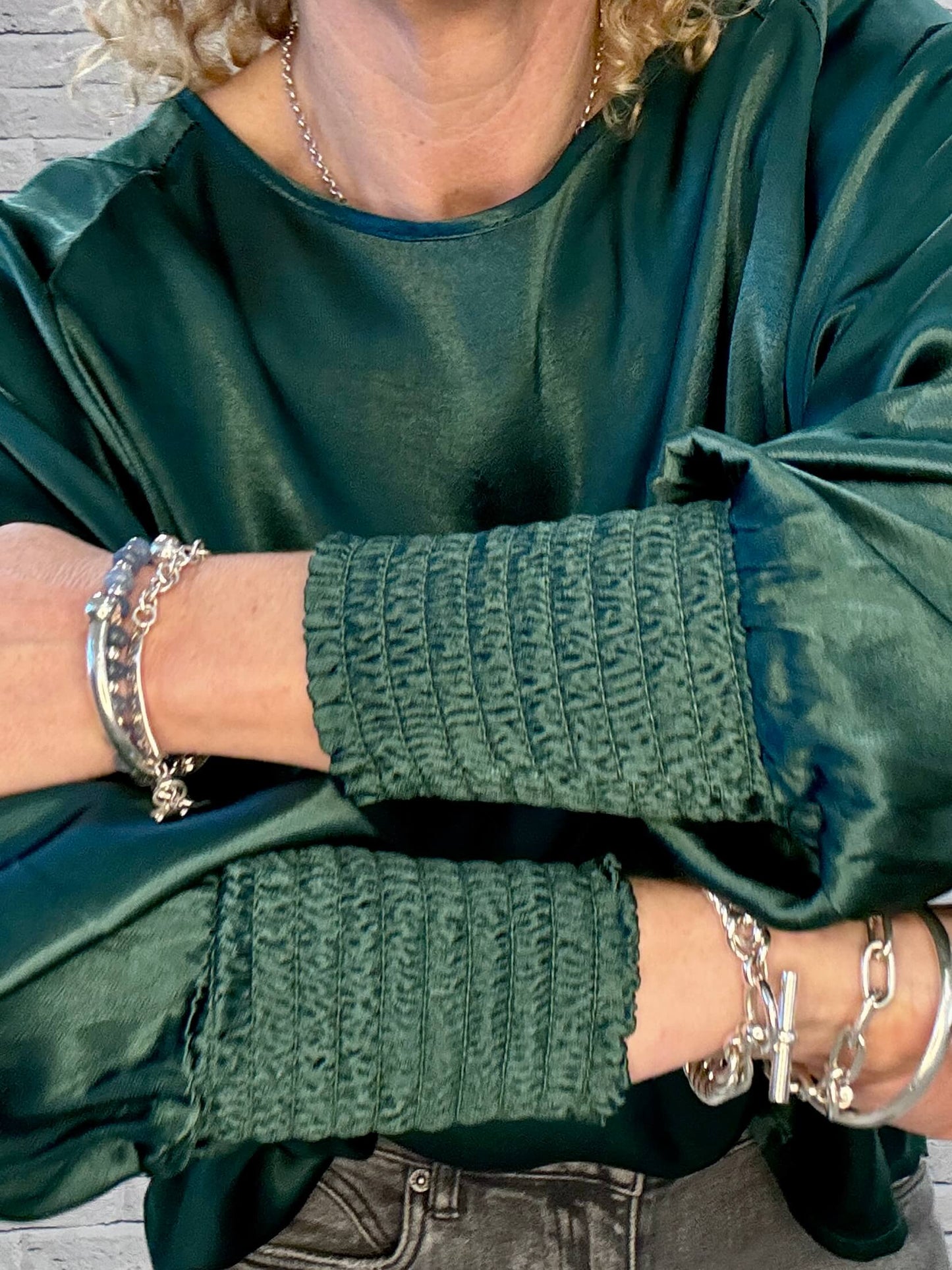 Sophia Satin Top | Forest