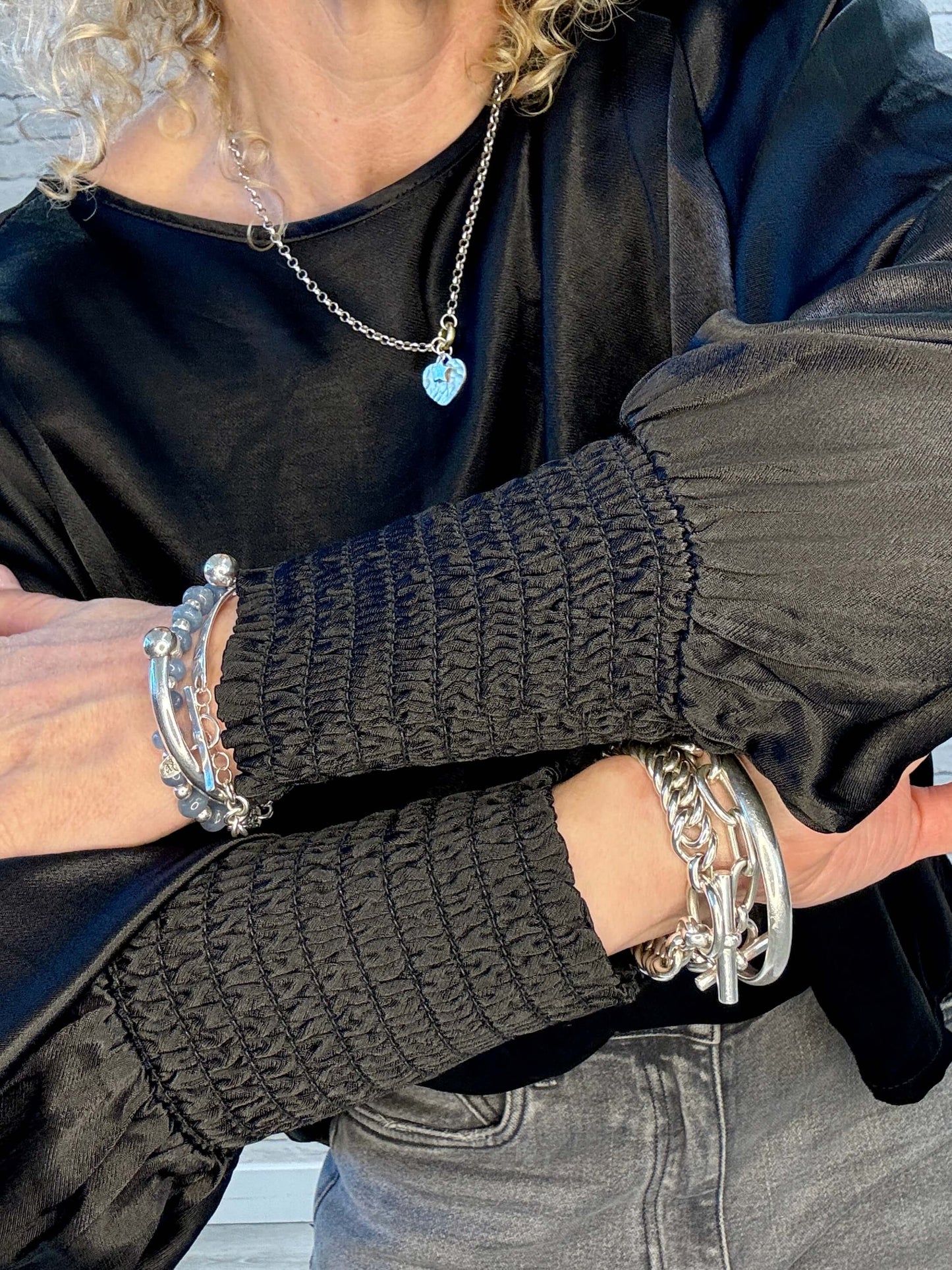 Sophia Satin Top | Black