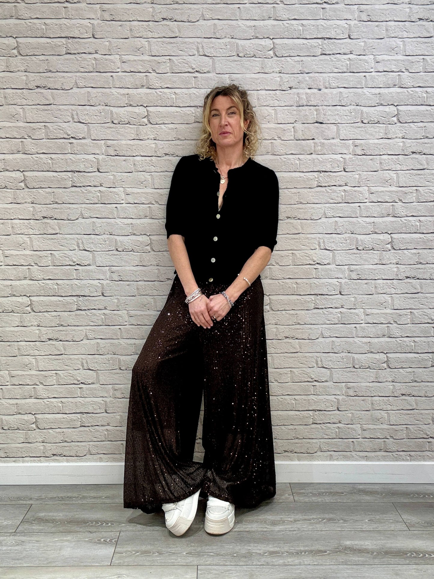 Stella Sequin Trousers | Chocolate