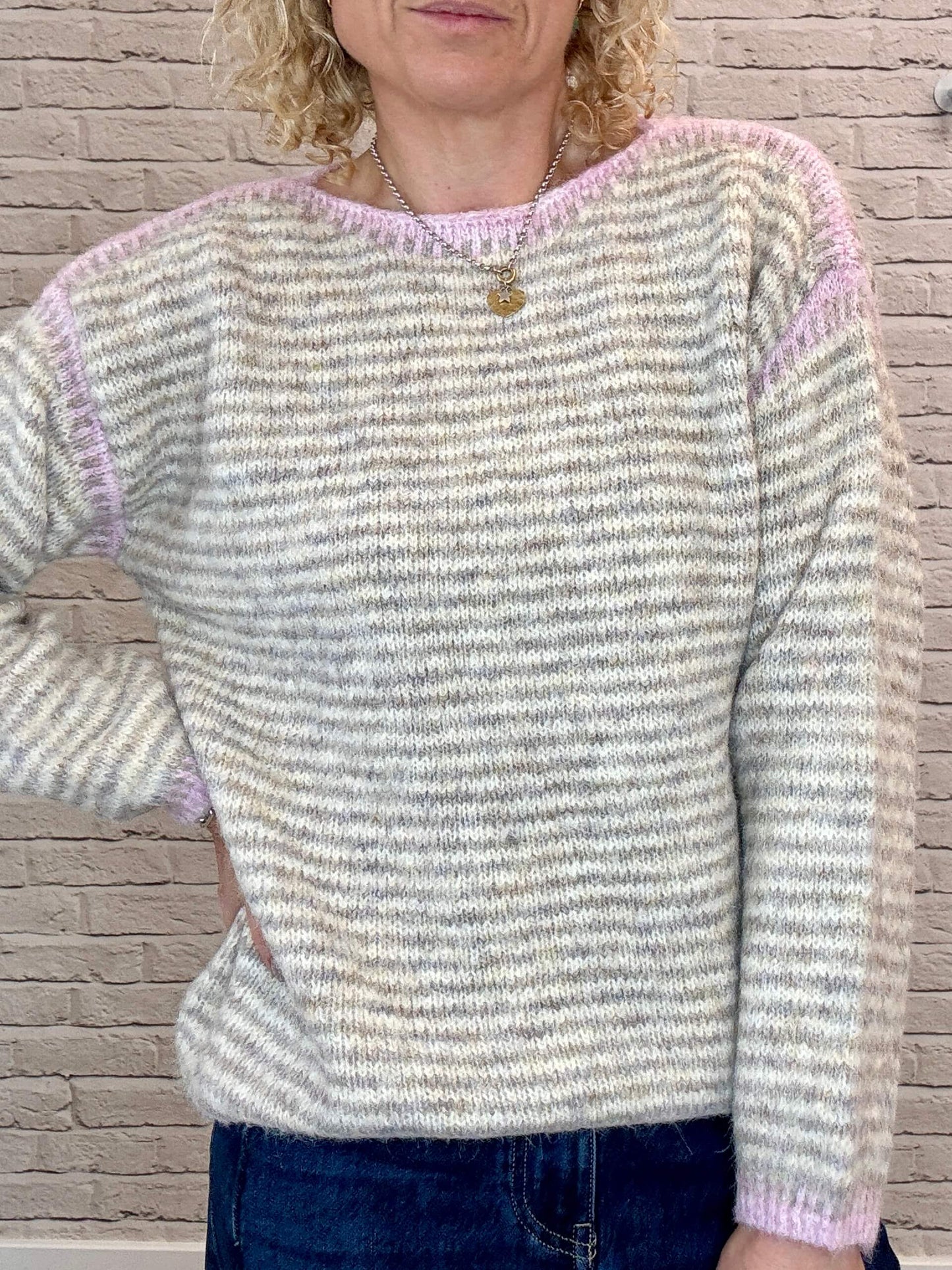 Stockholm Stitch Jumper | Pink & Taupe