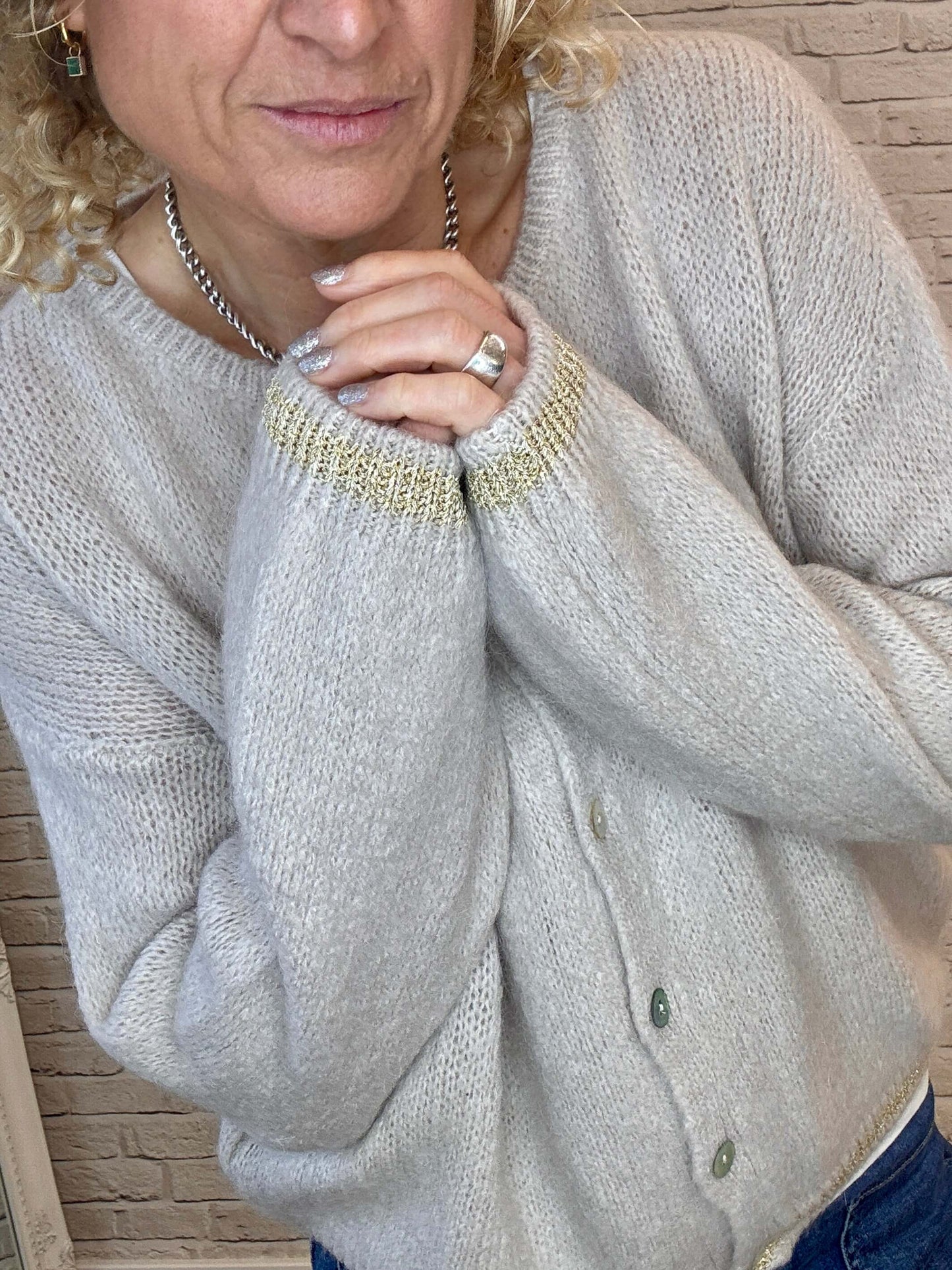 Long Sleeve Hamptons Cardigan | Buff & Gold (NEW)