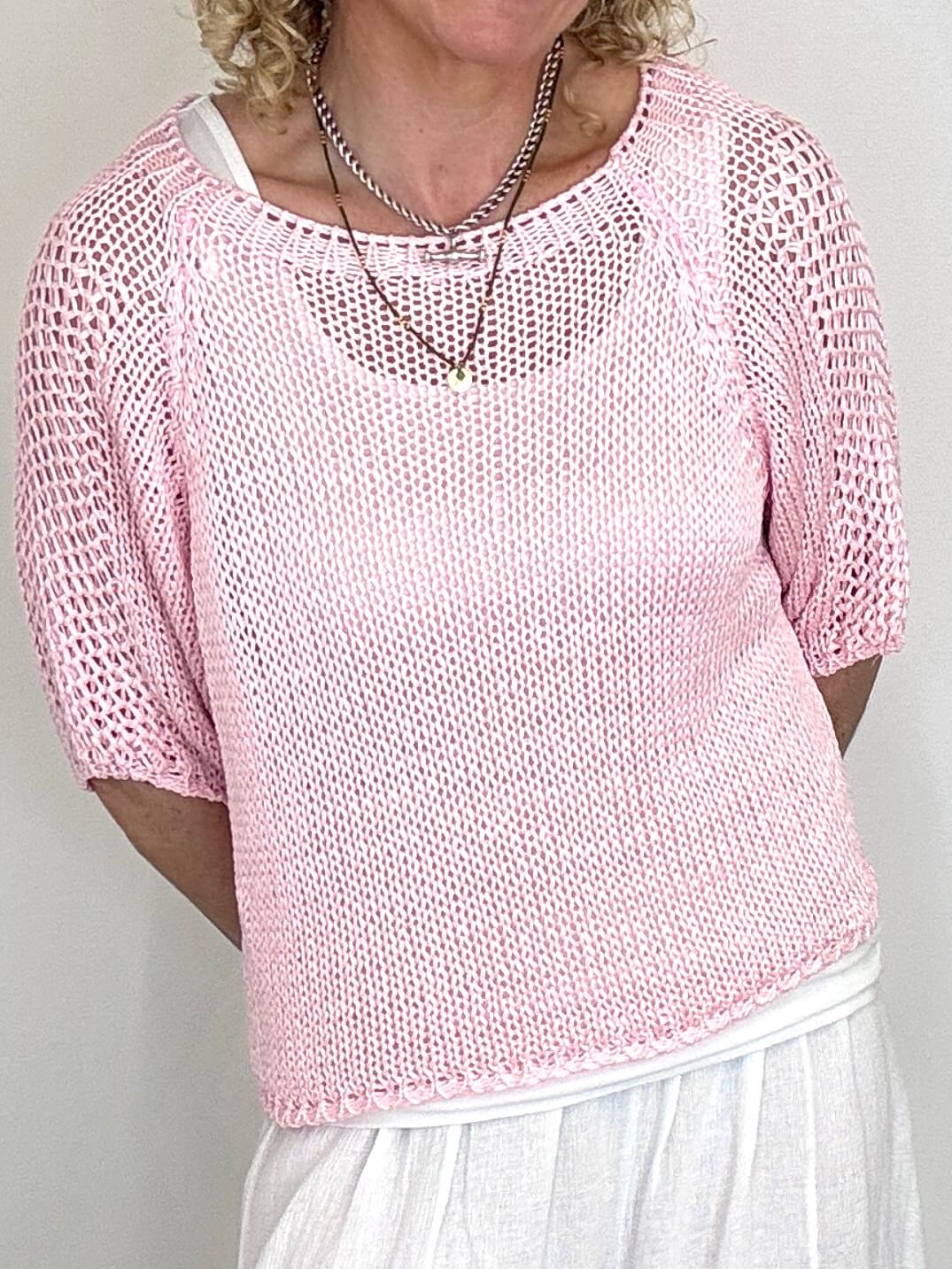 San Tropez Crochet Knit | Baby Pink