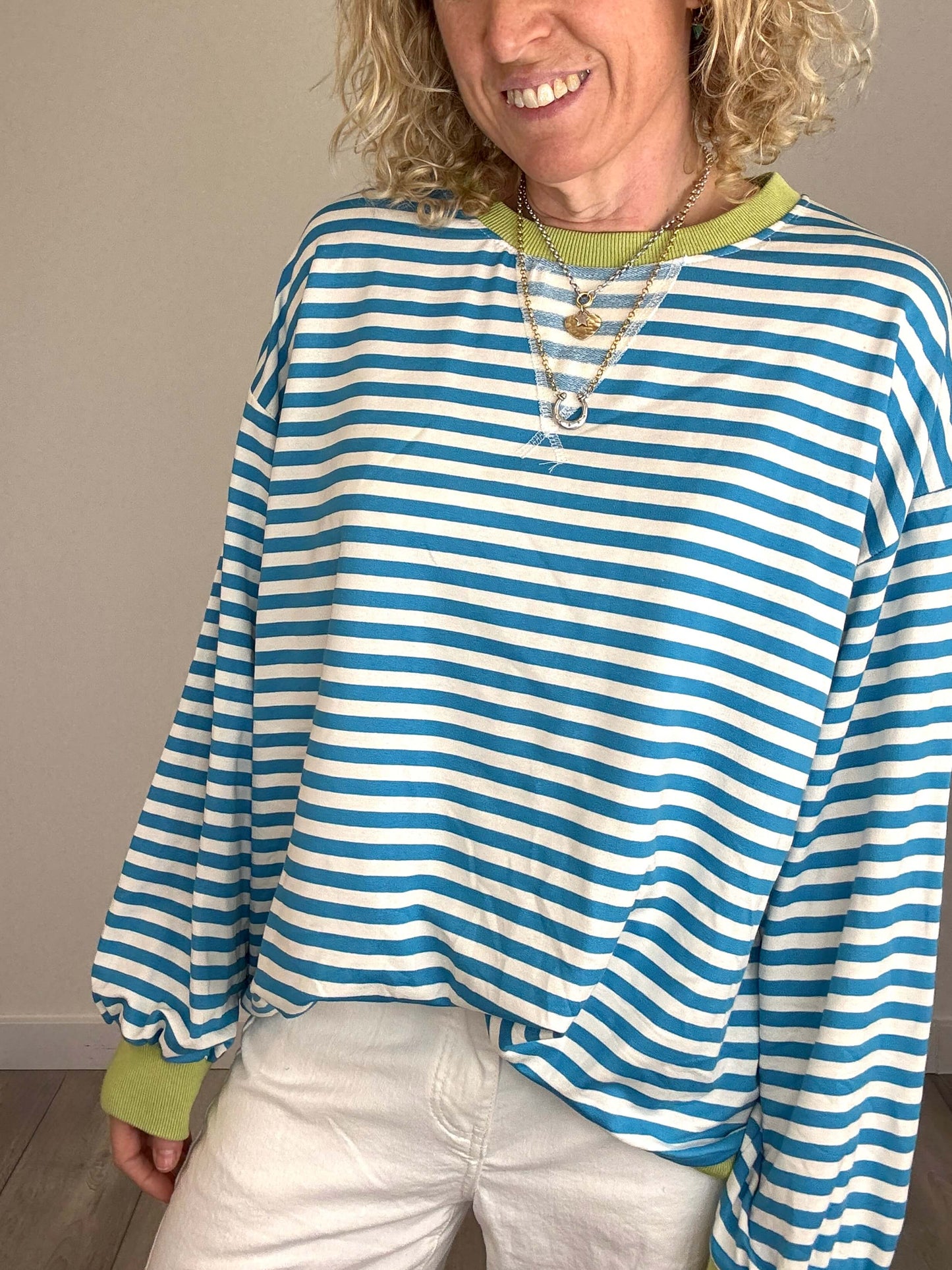 Billie Stripe Sweatshirt | Blue & White