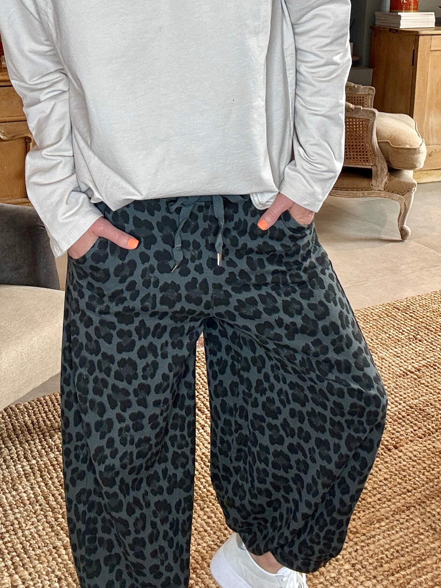 LA Grey Leopard Joggers