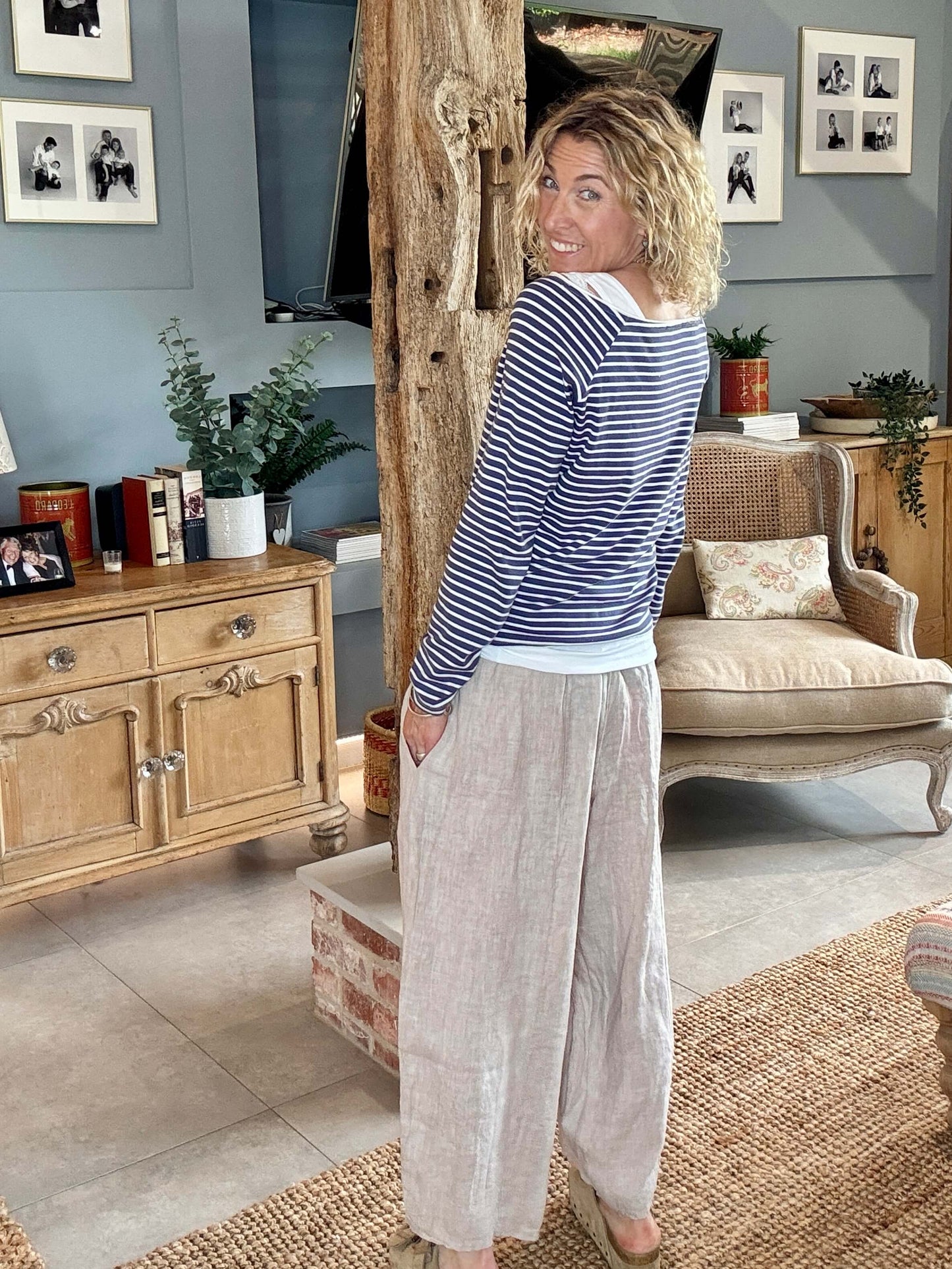 Gaucho Linen Pants | Stone