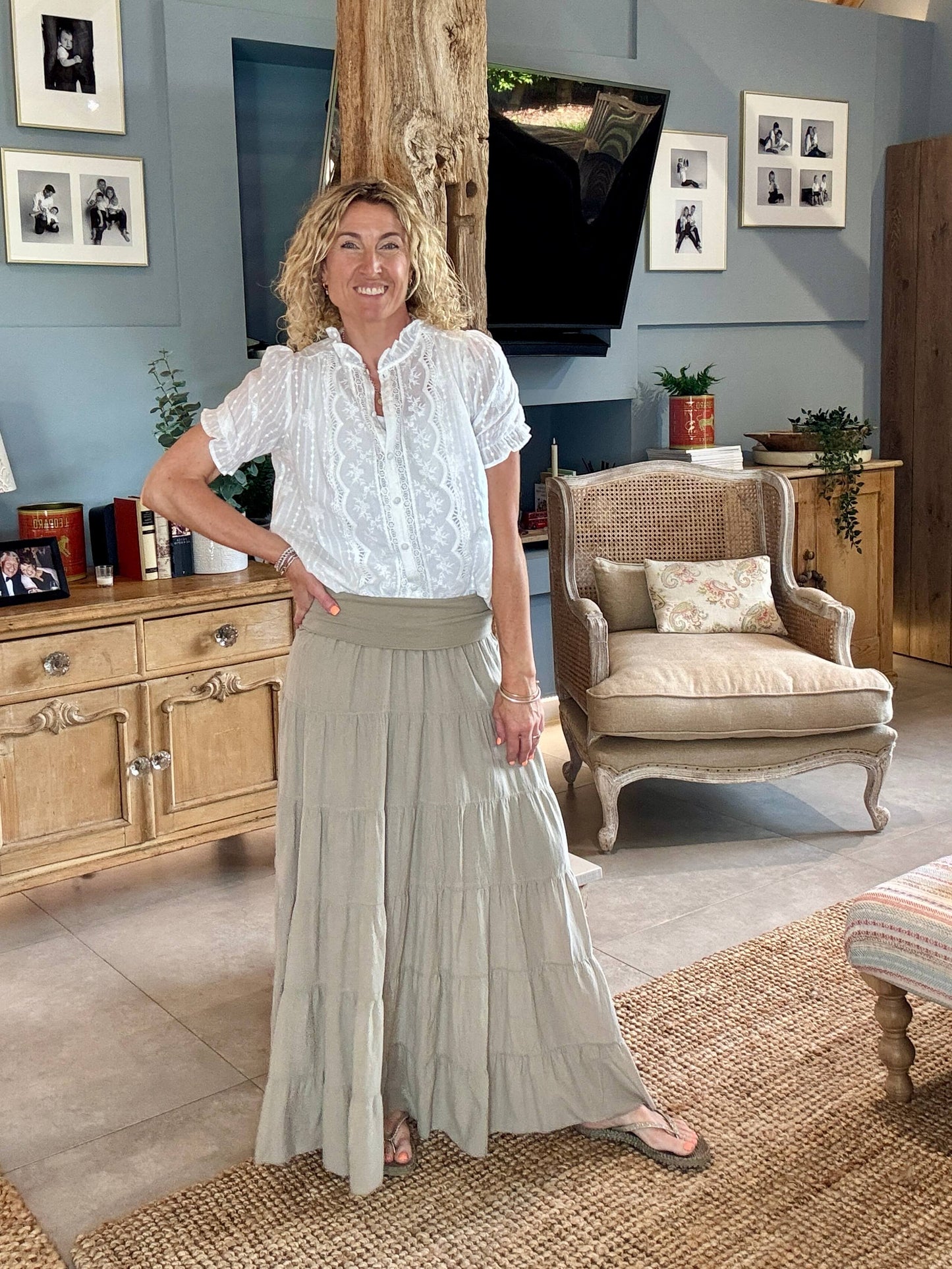 Lexi Tiered Maxi Skirt | Stone