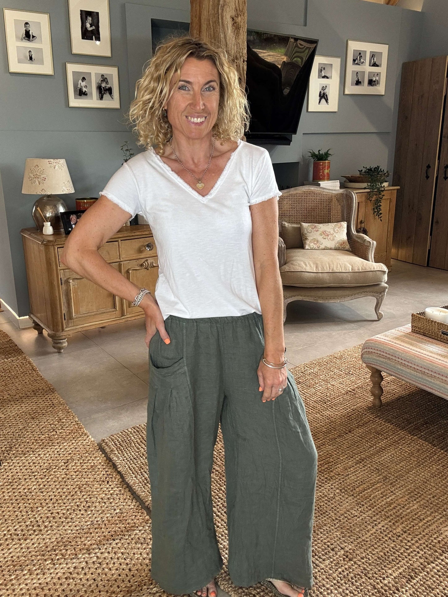 Long Beach Linen Trousers | Khaki