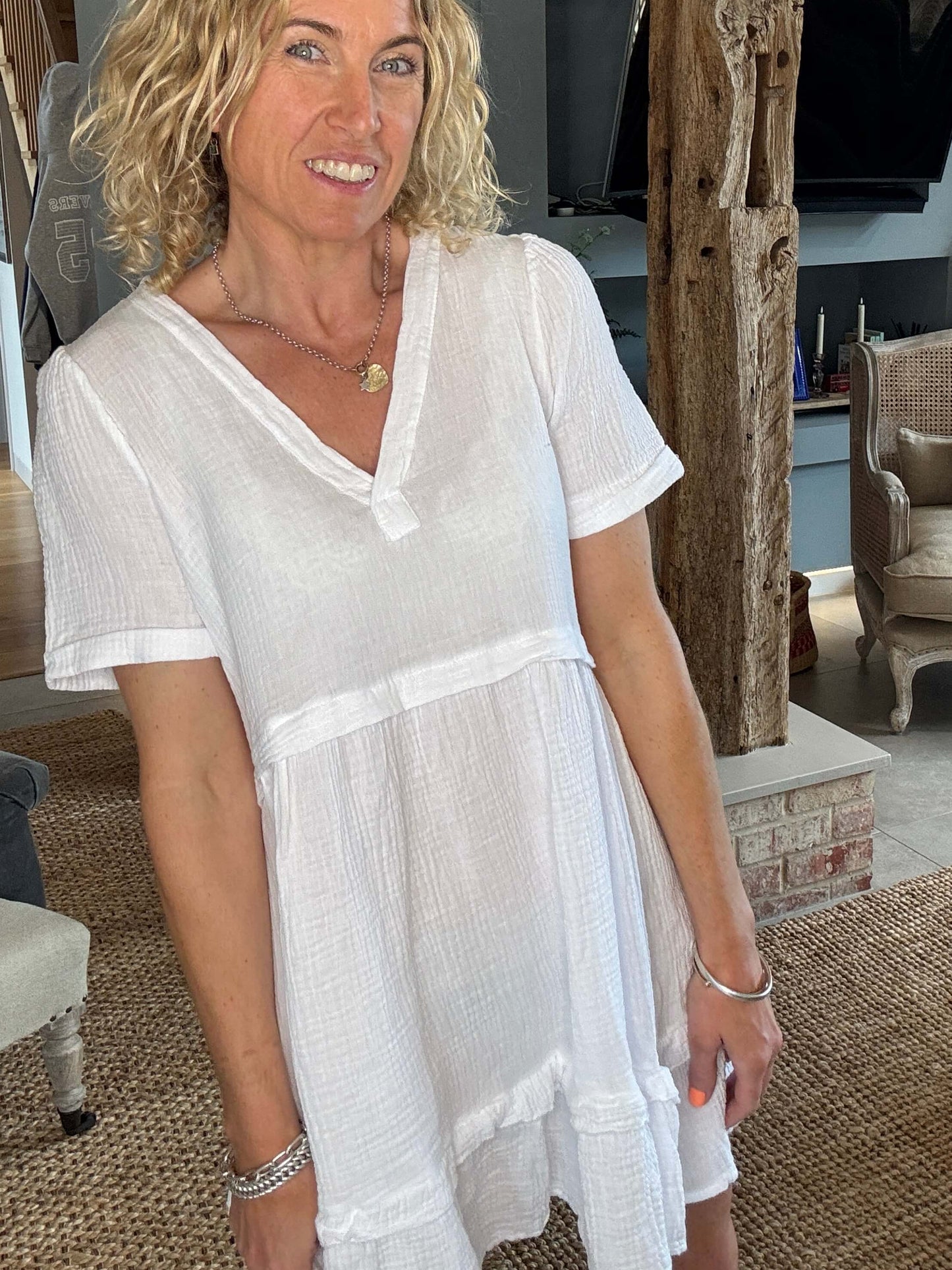 The Stevie Dress | Linen White