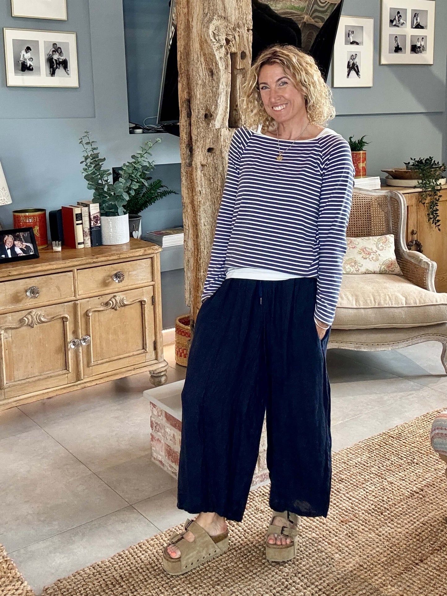 Gaucho Linen Pants | Navy