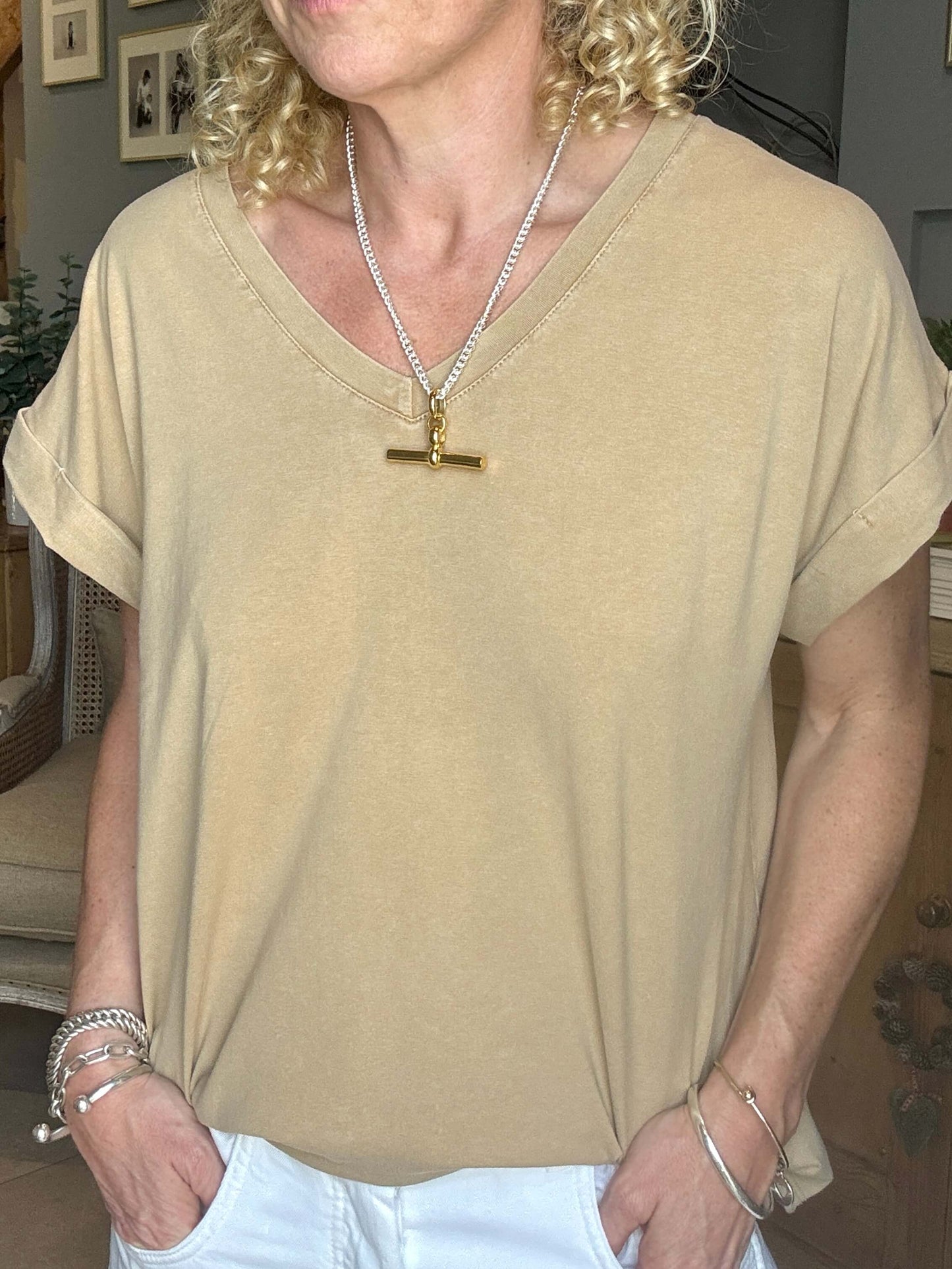 Polzeath V-Neck T-shirt | Butterscotch