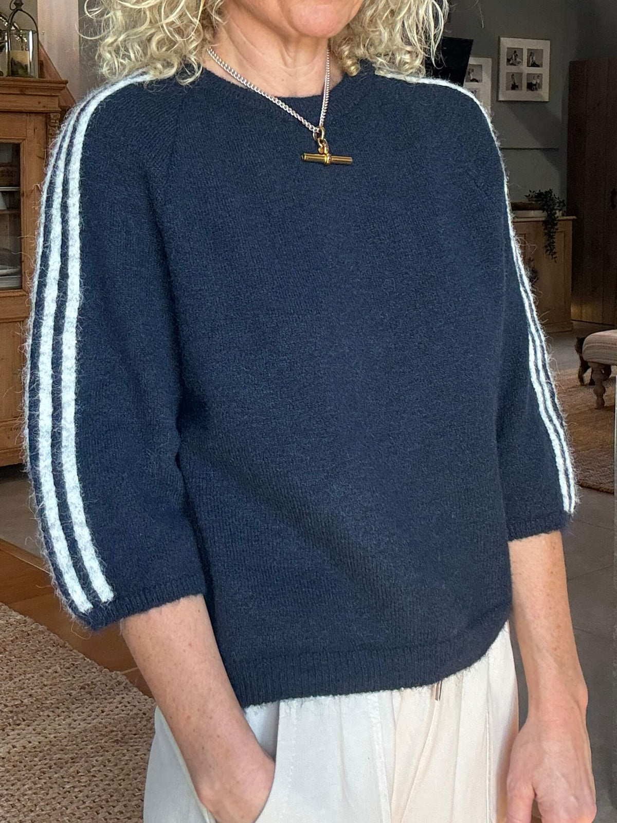 Trackside Knit | Navy/White