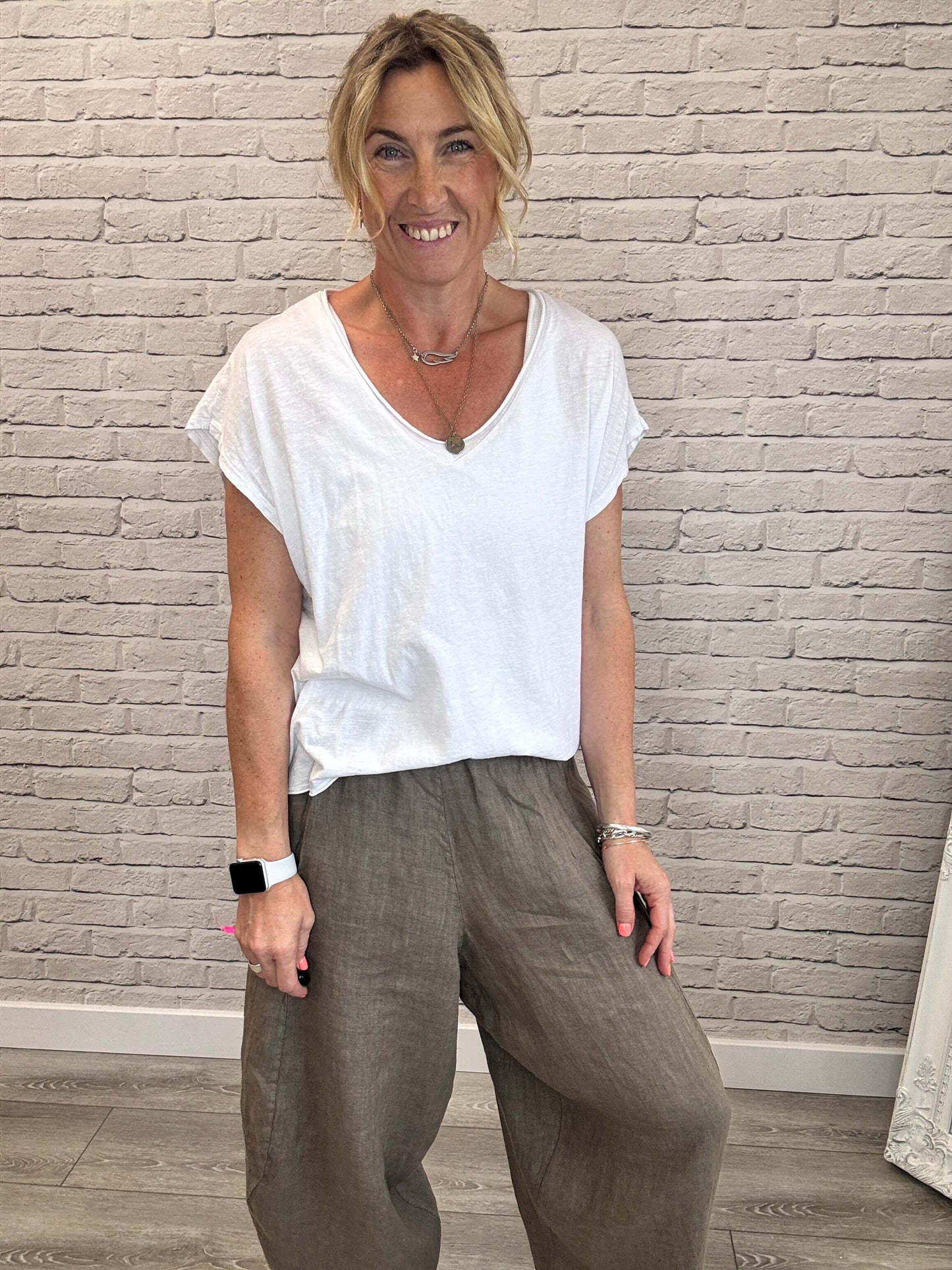 Miami Linen Barrel Pants | Cappuccino