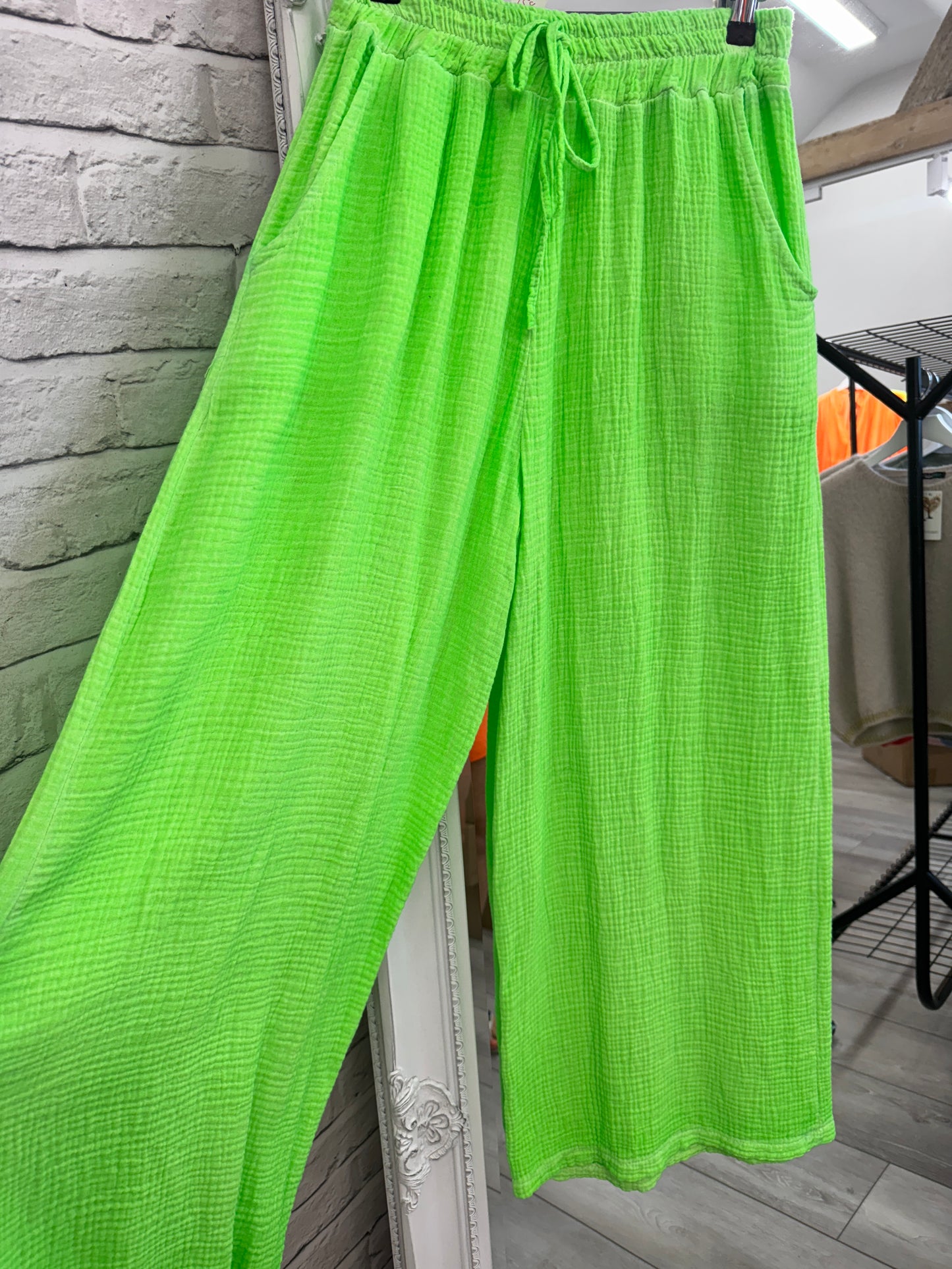 Neon Green Wide Leg Trousers