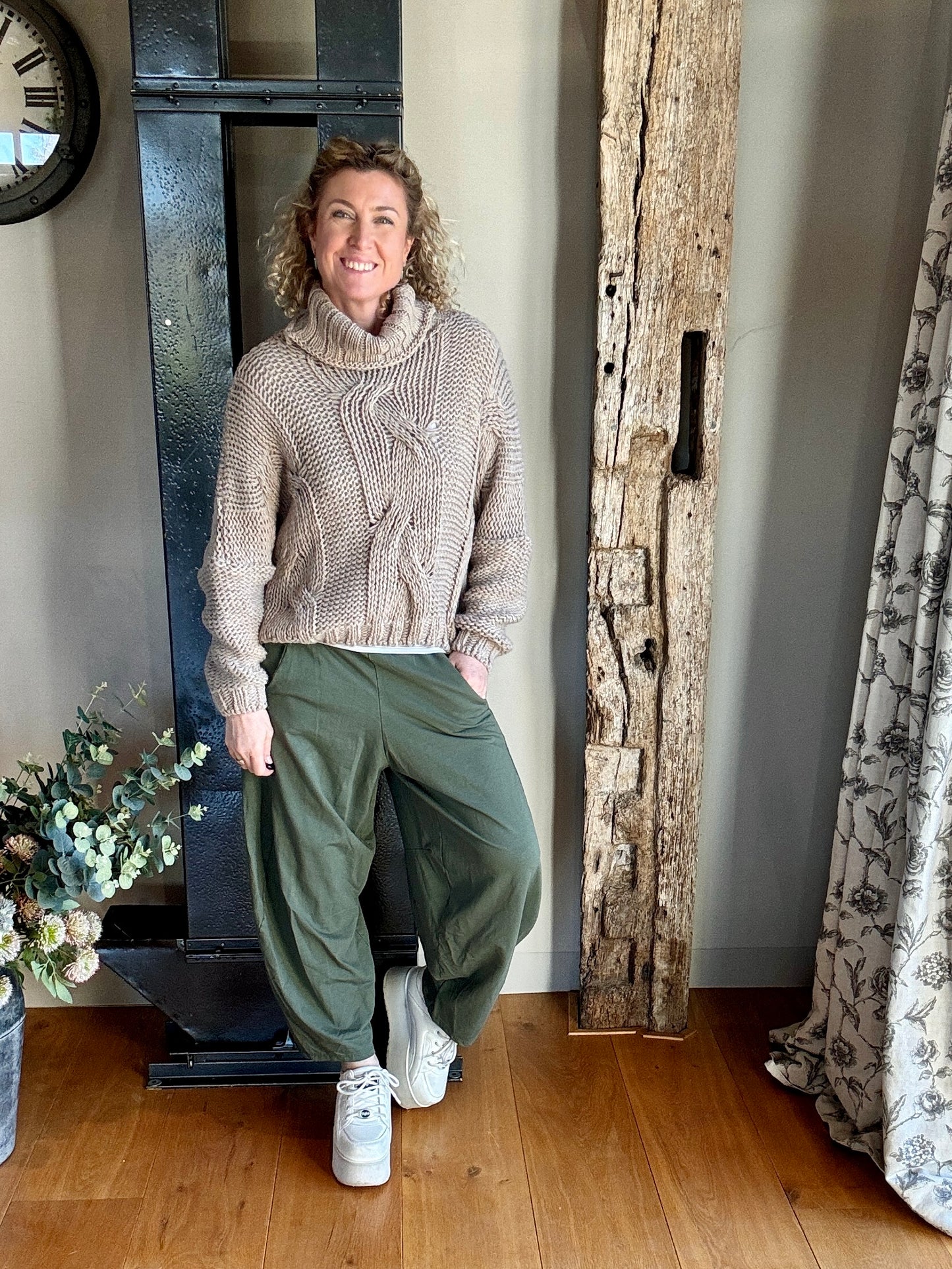 Khaki Barrel Joggers