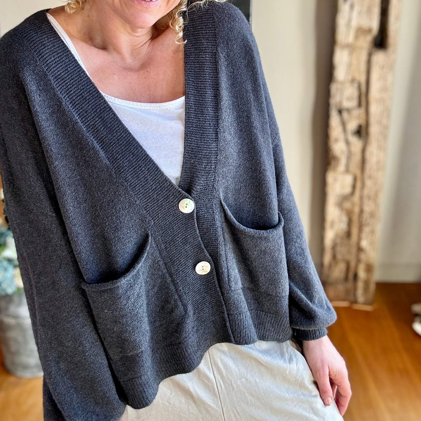 The Papa Cardigan | Charcoal